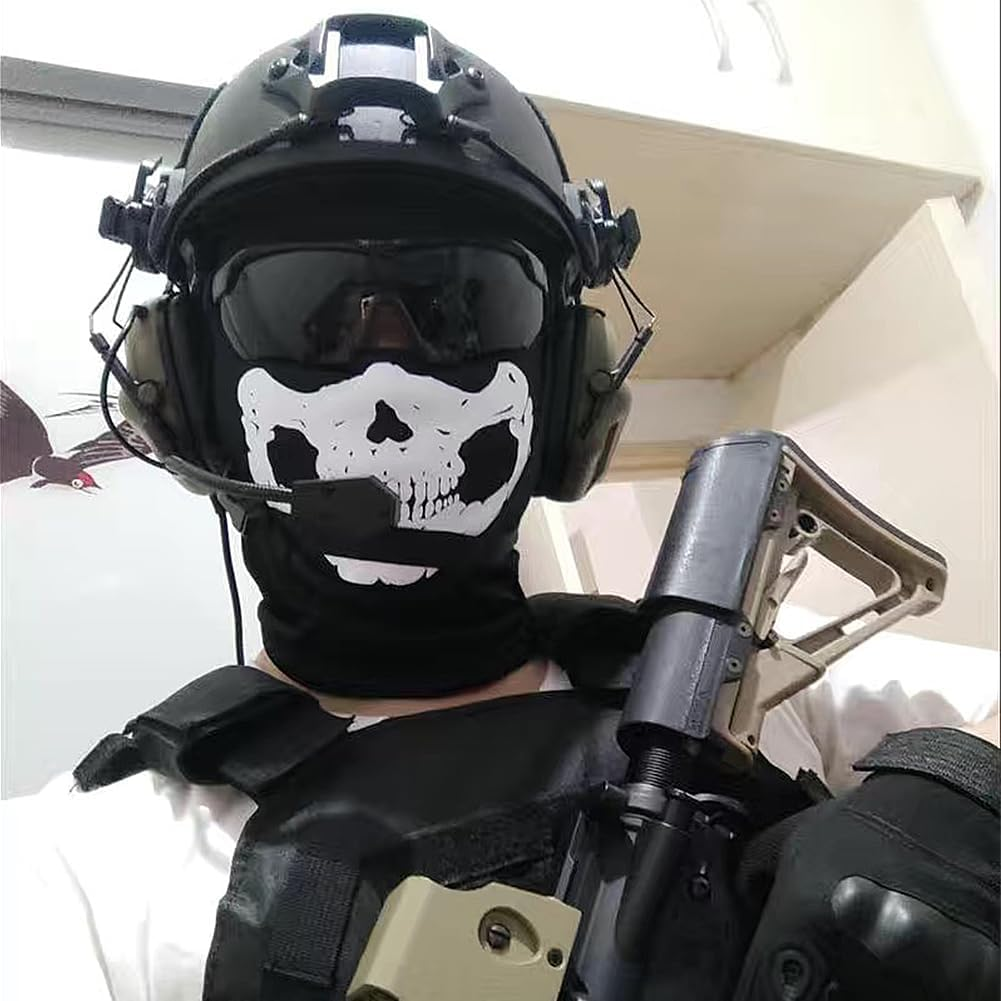 Geli Black Ghosts Skull Full Face Mask,Windproof Ski Mask for Cosplay Party Halloween and Motorcycle Bike Cycling Outdoor image number 5