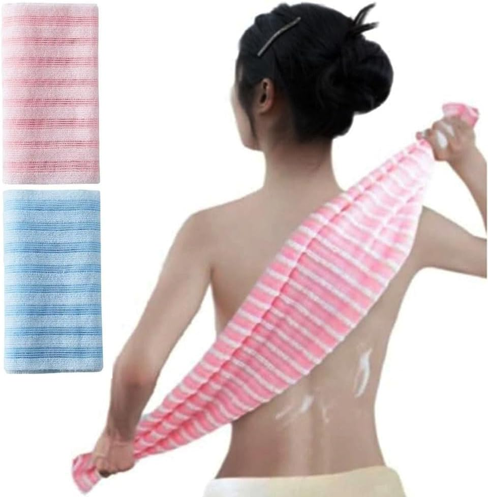 2 Pack Back Scrubber for Shower Bath, Exfoliating Body Scrubber, Japanese Scrub Wash Cloth, Exfoliating Washcloth Towel for Men Women, Body Exfoliator Loofah Luffa Sponge Net Rag Back Washer image number 6