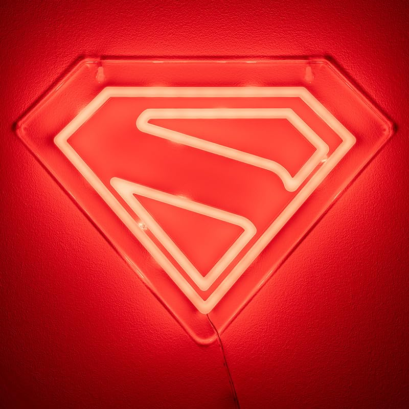 Superman Logo LED Neon Wall Light, Officially Licensed DC Comics Lamp with Power Cord for Home, Living Space D&eacute;cor, Gift for Superhero Fans | Paladone image number 4
