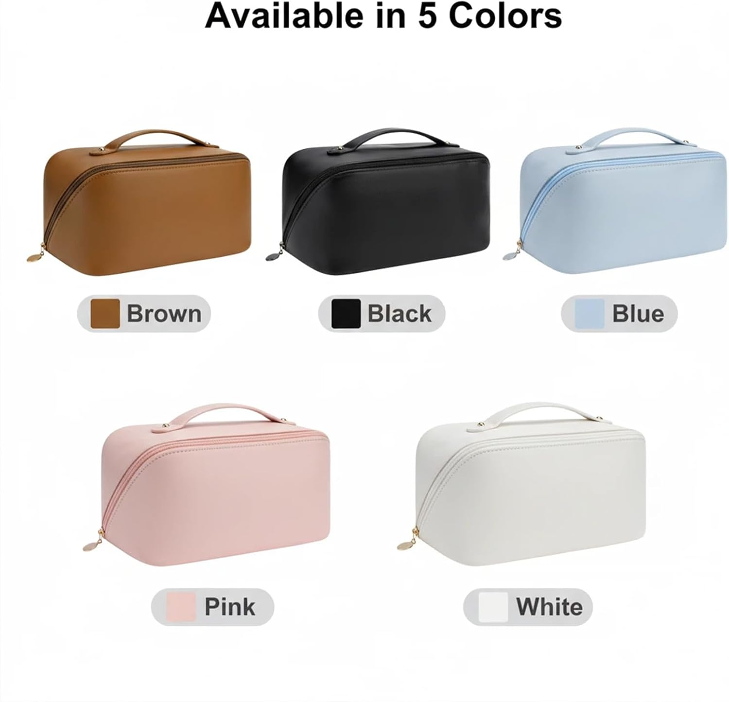 Makeup Bag,Large Capacity Make up Bag,Portable Travel Cosmetic Case for Women,Waterproof Toiletry Storage Organizer Pouch - Blue image number 6