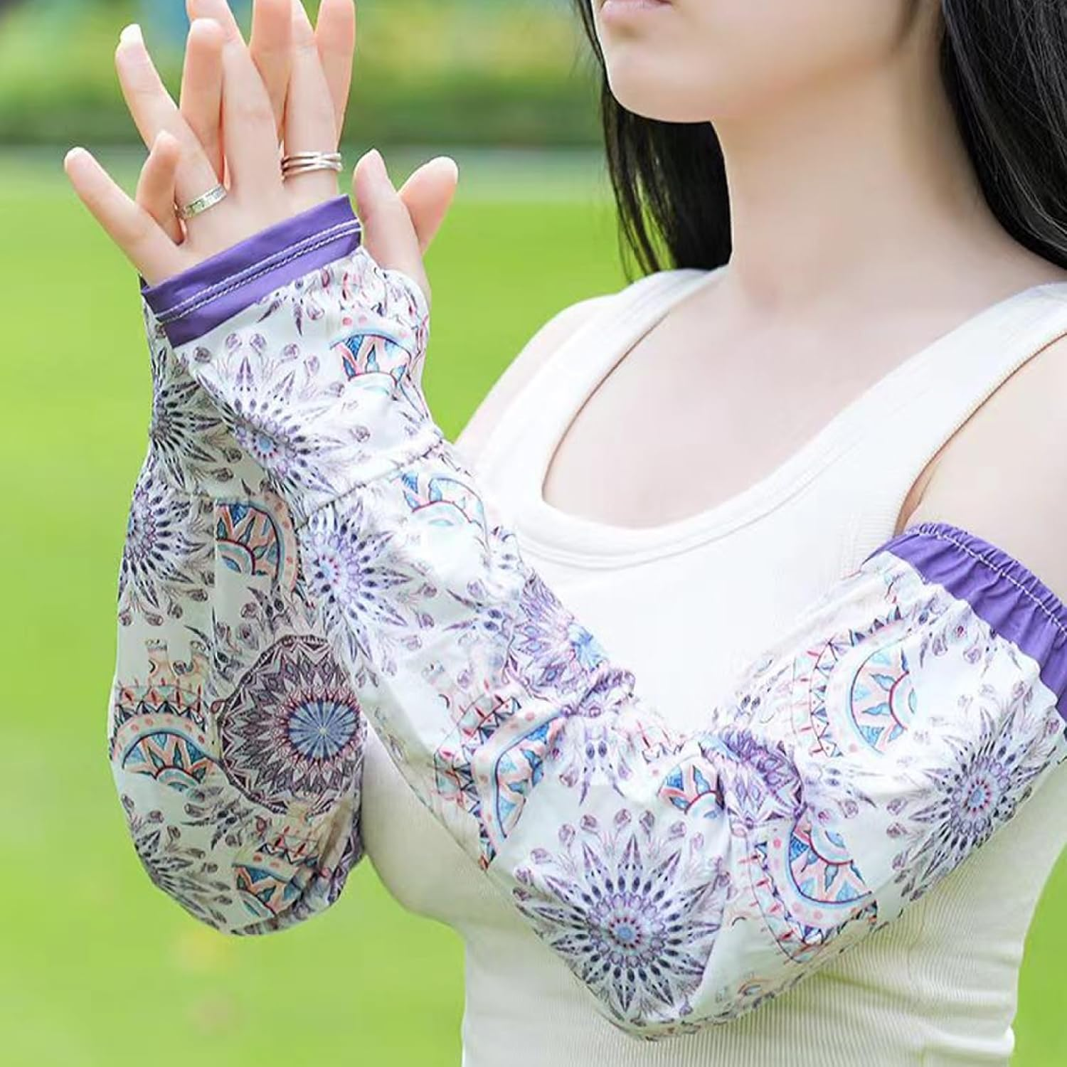 Gardening Sleeves Floral UV Cooling Arm Sleeves Farm Sun Protection Garden Sleeves for Women One Size Fits Most Arm Sleeves Farmers Defense Gardening Sleeves for Gardening Harvesting Outdoors Purple