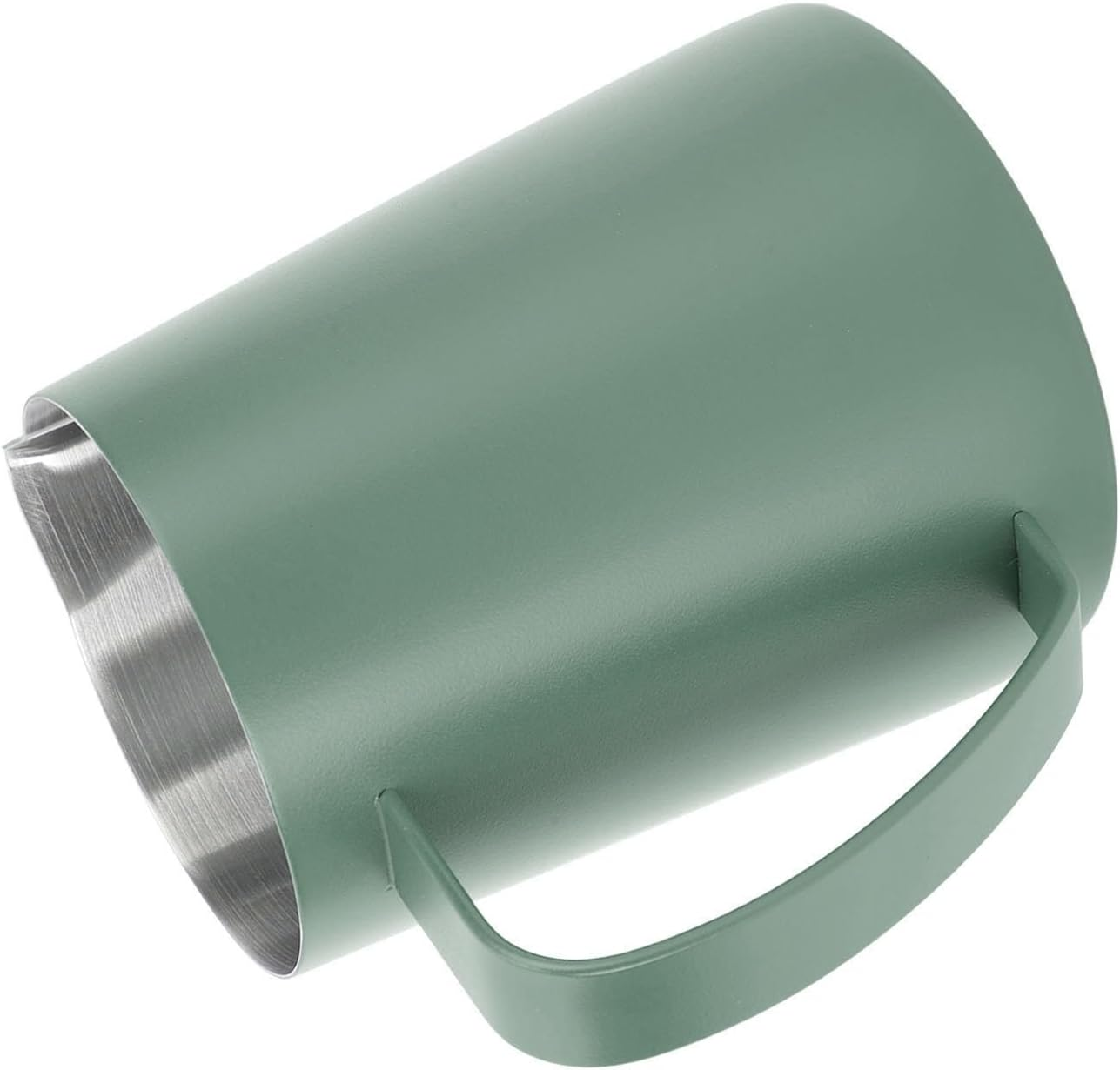 OEBUAFI Milk Frothing Pitcher 600ML Stainless Steel Coffee Frother Cup with Measurement Scale and Pointed Spout for Espresso Machines Latte Art Cappuccino Milk Tea (Dark Green) - Pink image number 3