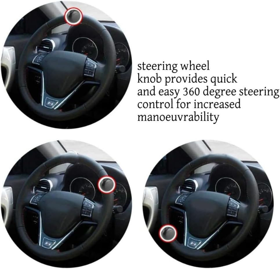 Goxfaca Steering Wheel Knob Ball Spinner Auxiliary Booster Aid Control Grip Assister Handle Ball Fit for Most Vehicles Cars Trucks Boats Marine, Black image number 5