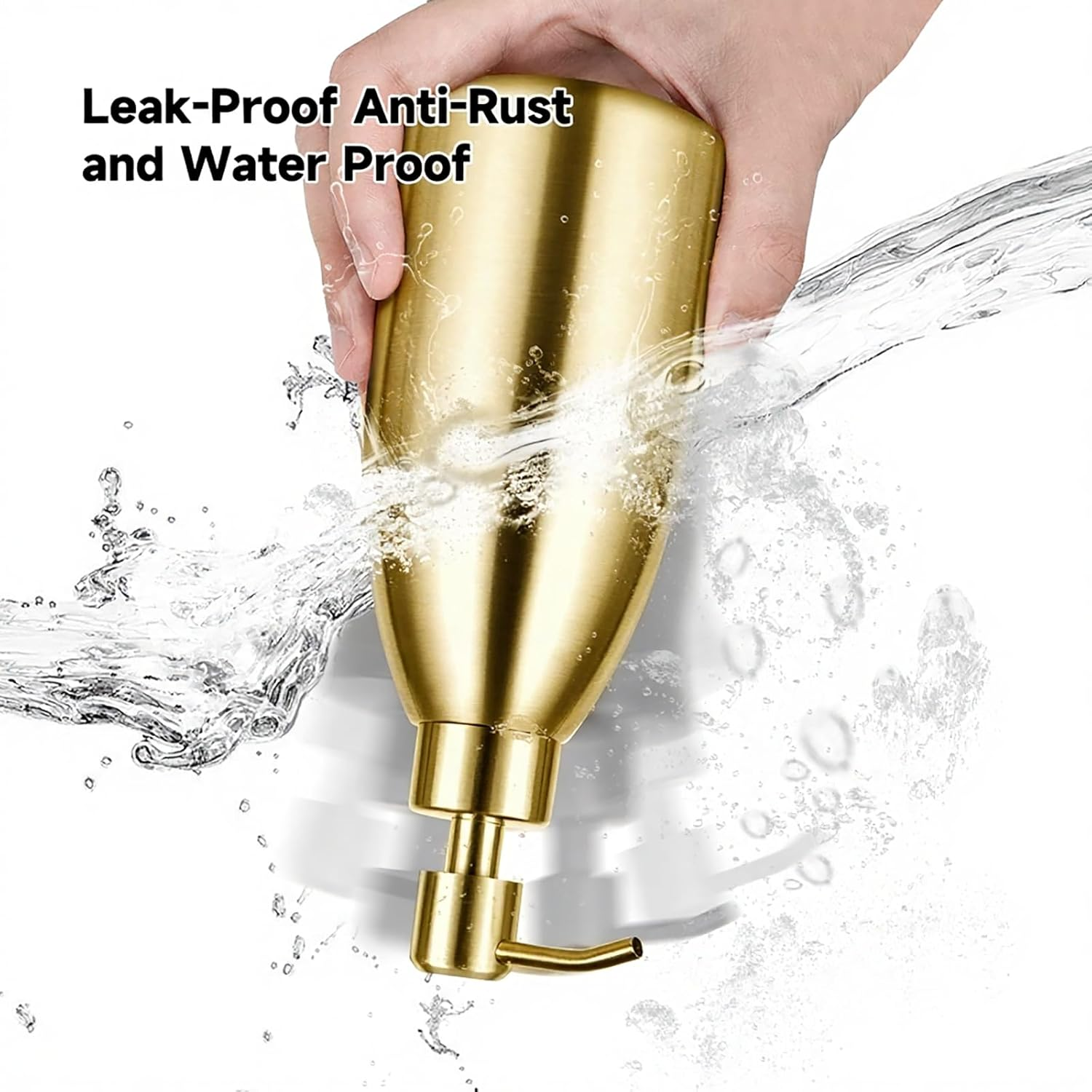 Emarful 304 Stainless Steel Soap Dispenser 16Oz Rust-Proof Liquid Soap Pump Bottle for Kitchen or Bathroom Countertop Hand Dish Lotion Leak-Proof (Gold) - Brushed Nickel image number 6