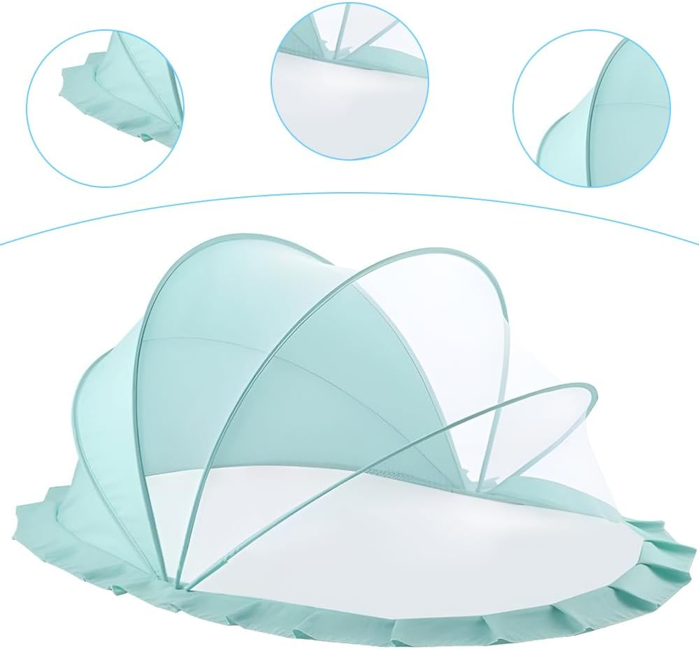 Baby Mosquito Net, Portable up Mosquito Net, anti Mosquito Bed Canopy, Foldable Travel Mosquito Net Bed Tents, Mosquito Net Suitable for Home, Camping and Hiking (128 * 65 * 60 CM, Green) image number 1