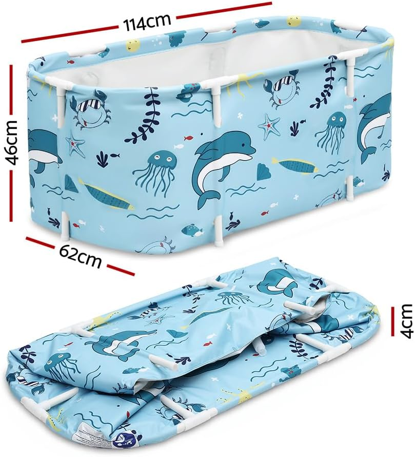 Weisshorn Foldable Bathtub PVC Spa Bucket Inflatable Cushion 113X61Cm Blue image number 3