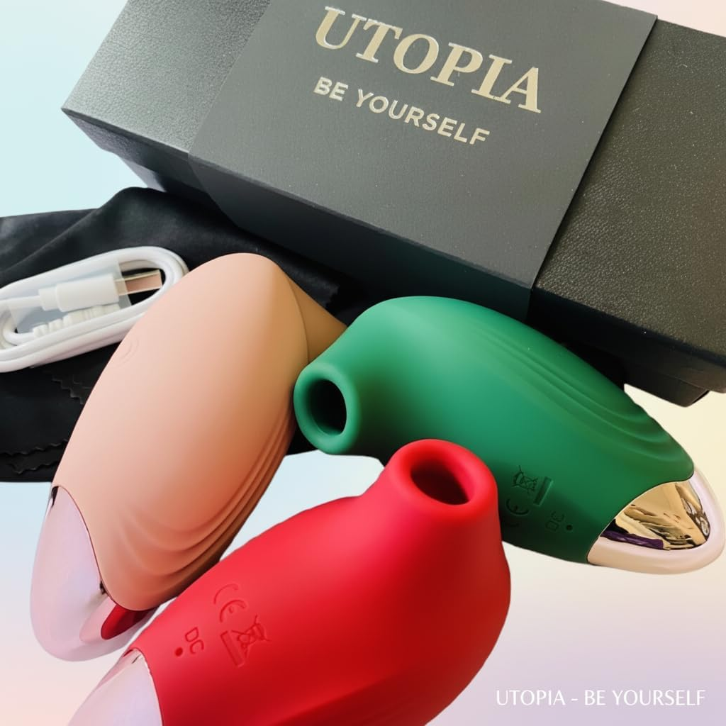 UTOPIA Rechargeable Clitoral Sucking Vibrator for Women &ndash; Waterproof Silicone Suction Massager &ndash; Portable Adult Sex Toy for Clit & Nipple Stimulation &ndash; Quiet USB Charging (Green) - Green image number 3
