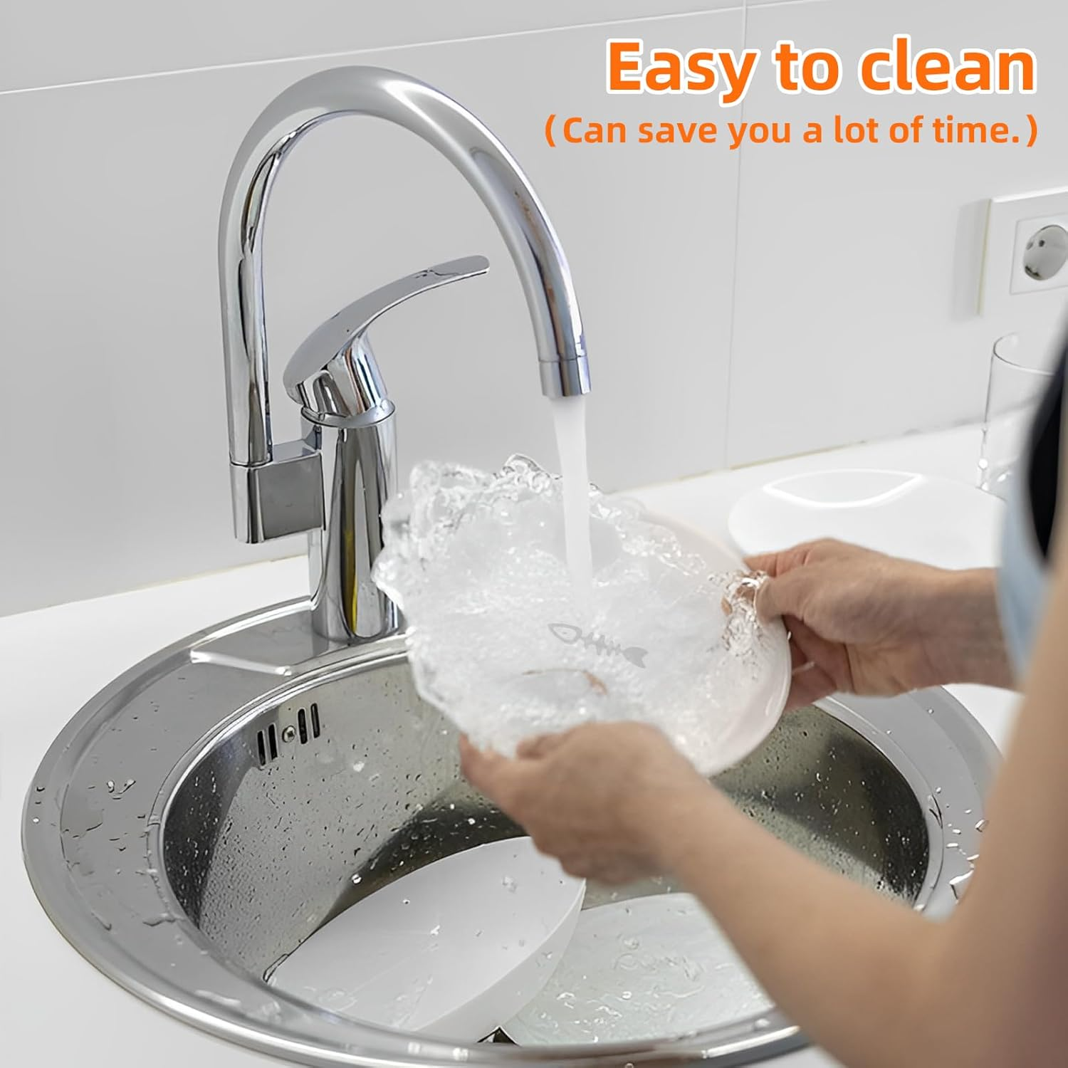 Cat Bowl, 1 Piece Ceramic Feeding Bowl with 1 Non-Slip Mat, Cat Bowl Set, Kitten Feeding Bowl, Wide and Flat Pet Feeding Bowl or Plate for Cats and Small Dogs