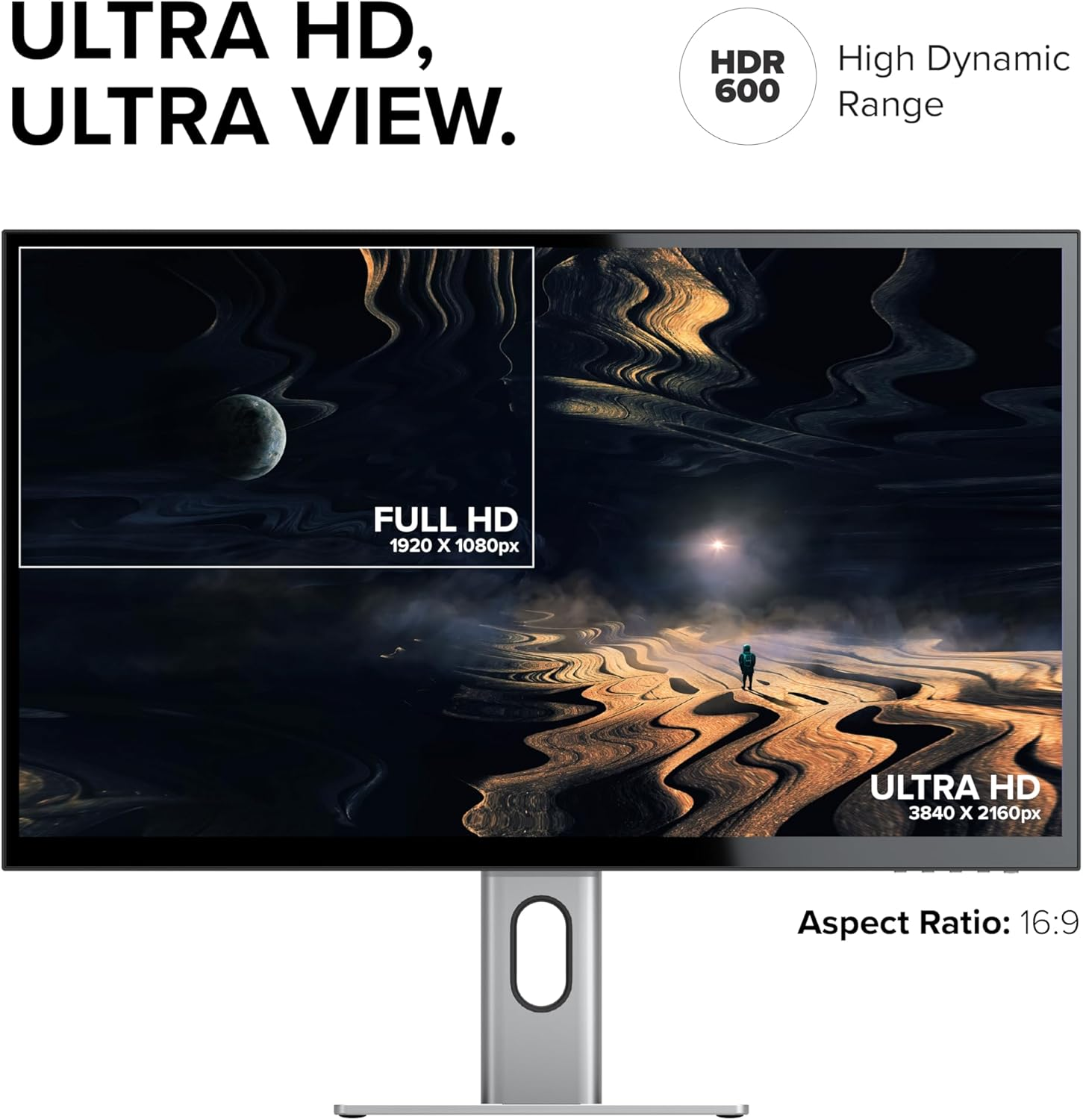 Alogic Clarity 27&rdquo; 4K UHD LCD Monitor | USB-C 90W Power Delivery | 16:9 Silver & Black | Adjustable Stand image number 3