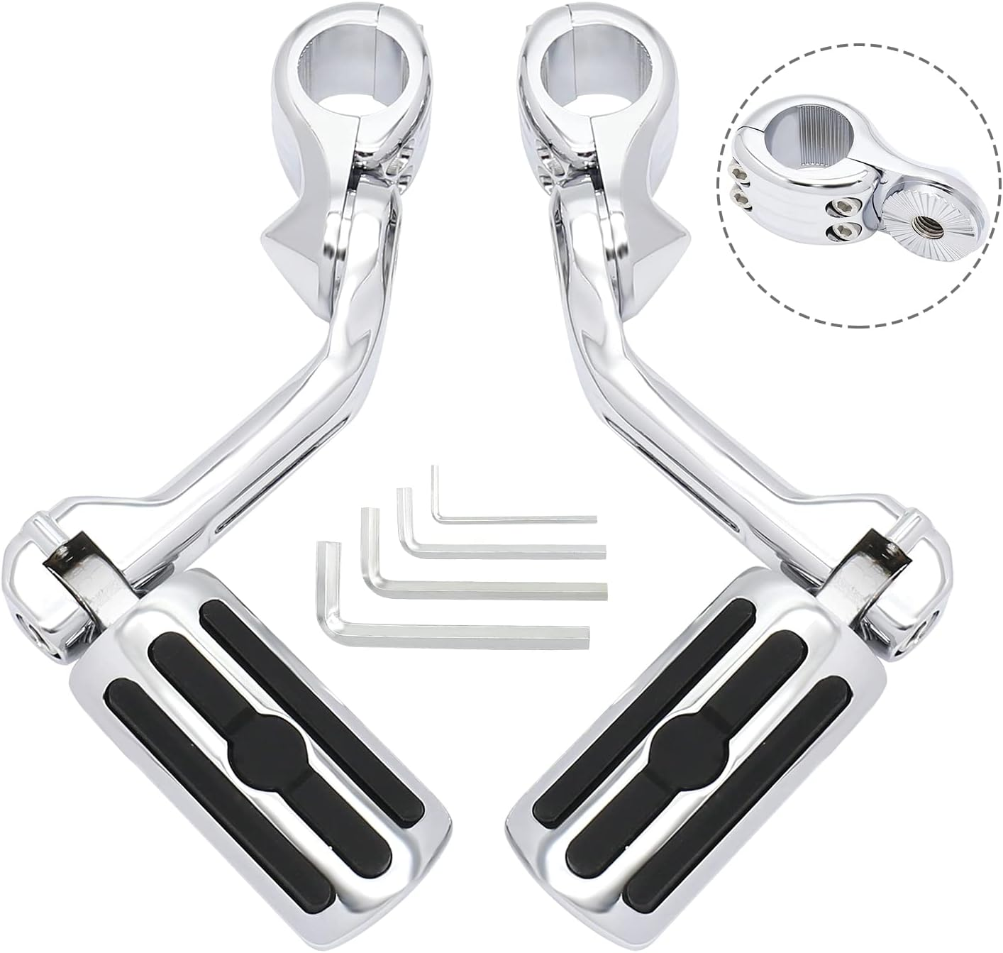 Highway Pegs Foot Rest Fit for Harley Sportster Dyna Touring Street Glide Road Glide Road King Electra Glide with 1.25 Inch Highway Bar (Black)