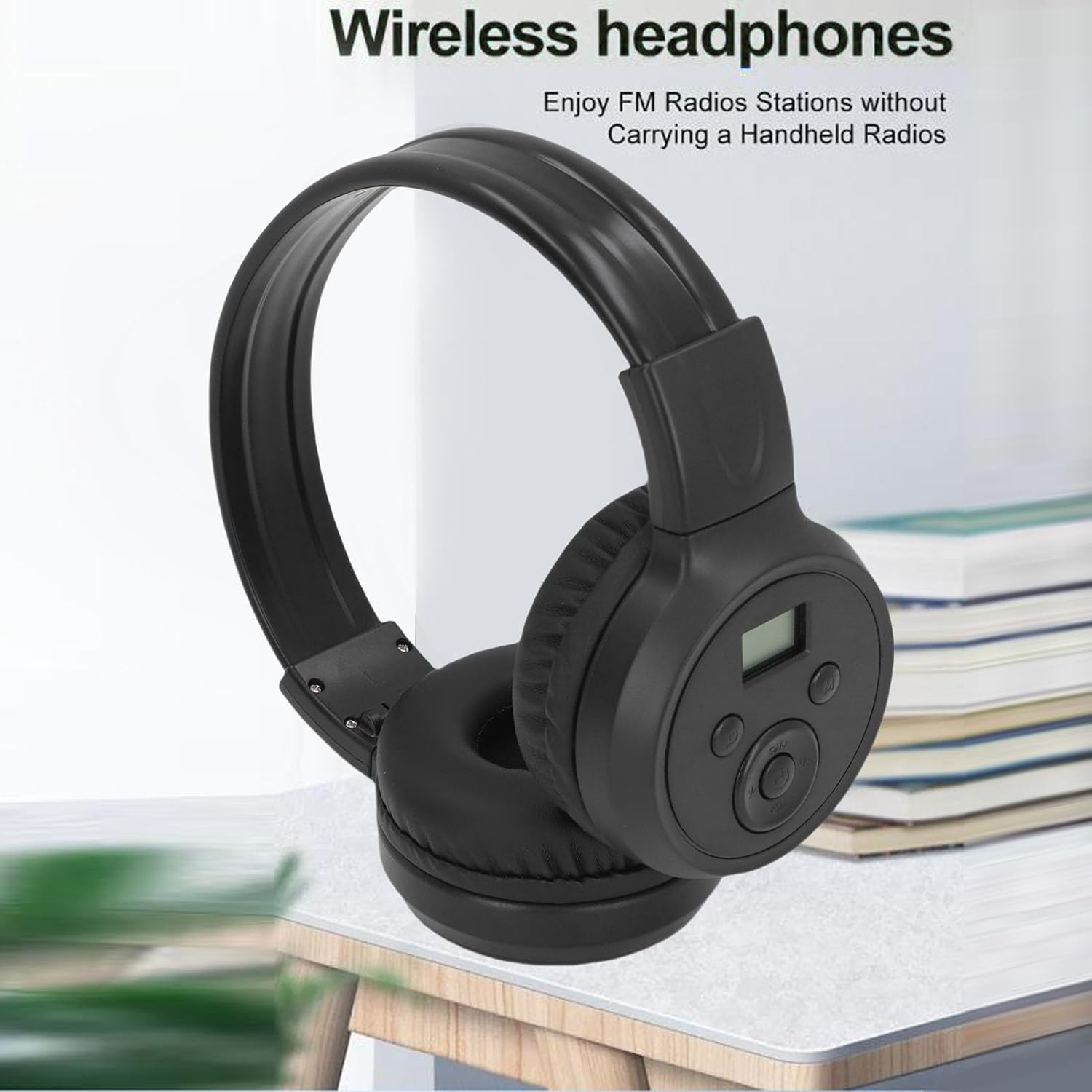 Asixxsix Portable Personal FM Radio Headphones, 50 to 108Mhz Wireless Headset Radio Ear Muffs, FM Headset with Built in Tuner, for Jogging, Meeting Receiver image number 5