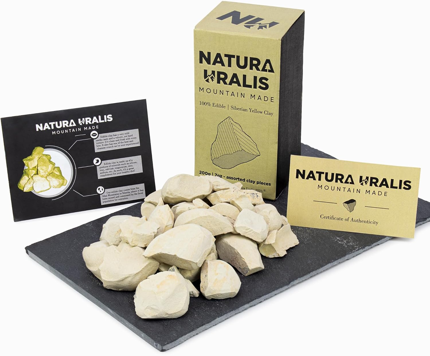 Natura Uralis Siberian Yellow Clay | 100G of Natural Yellow Clay, Pastel to Golden Yellow - Amazing Crunch, Satisfying Earthy, Velvety and Firm Texture, ASMR Sensation image number 3