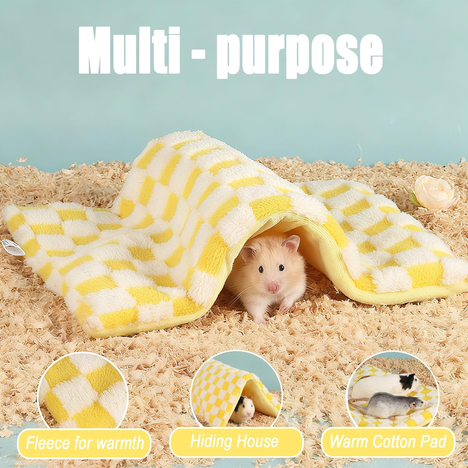 LONGHAO Washable Guinea Pig Cave Hideout, Guinea Pig Bed, Accessories for Small Pets, Chinchillas, Hamsters, Hedgehogs, Ferrets, Rats (Yellow, 40 X 30 Cm) image number 4