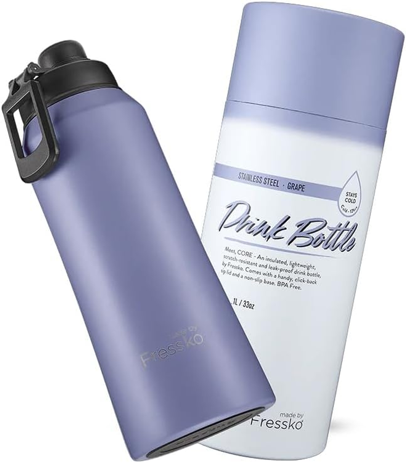 Made by Fressko | Core Wide Mouth Insulated Stainless Steel Water Bottle-Grape | with Sip Lid | 34Oz 1L |Bpa-Free | Leak Proof Lid image number 1