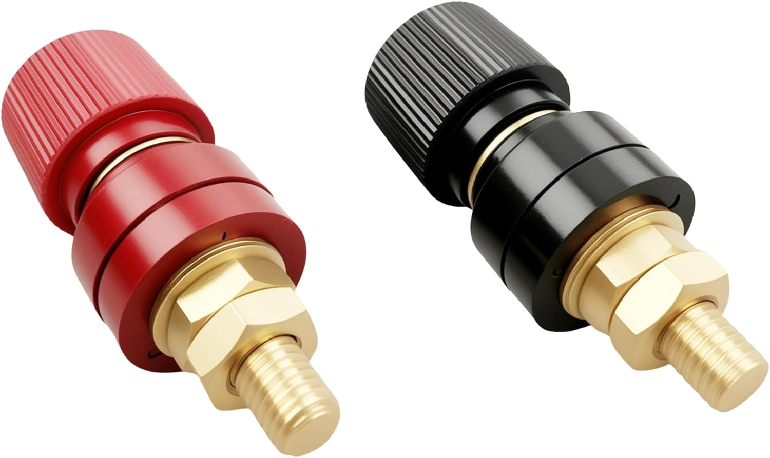 EFGTEK M8 Brass Battery Terminal Stud Connector Terminal,8Mm Remote Battery Binding Post Junction Post Block Terminal Kit, Pack of 2 (1 Red and 1 Black) (M8) image number 4