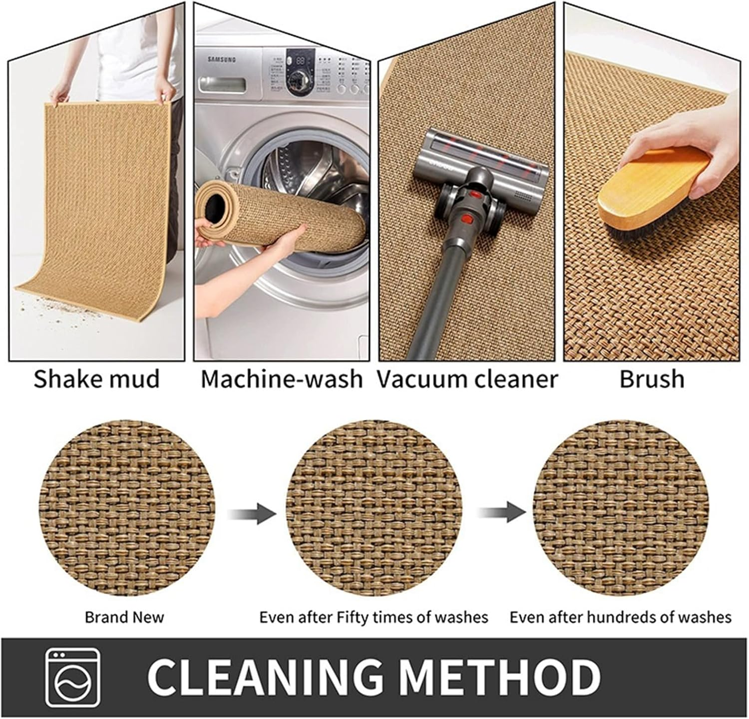 Door Mat Indoor Rugs, Durable Entrance Mat, Non-Slip and Washable, Suitable for Indoor Entrances, 75 X 45 Cm, Brown image number 6