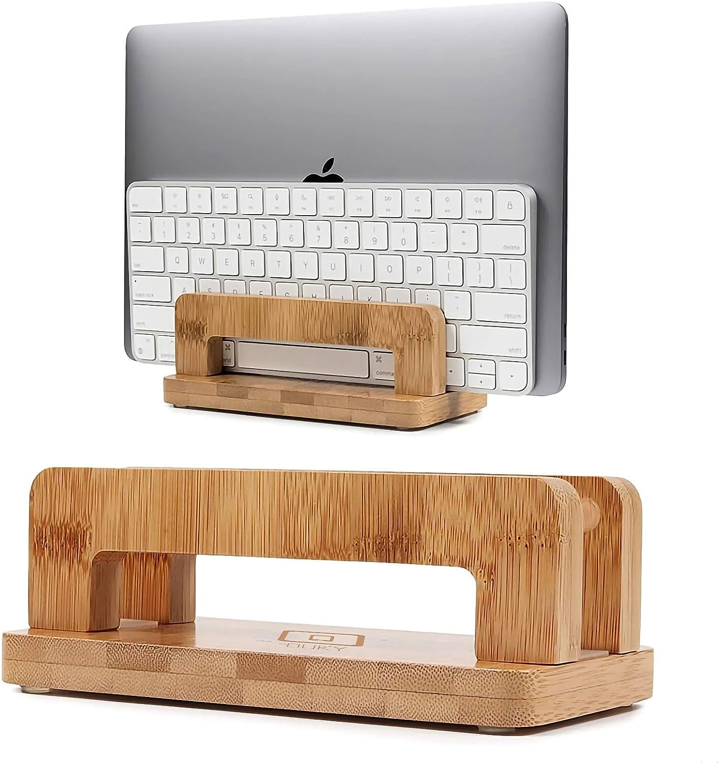 Duky Vertical Laptop Stand Holder, Desktop Wooden Bamboo Stand for Macbook with Adjustable Dock Size, Fits All Macbook, Surface, Chromebook and Gaming Laptops (Up to 17.3 Inches) Ipad, Tablets image number 2