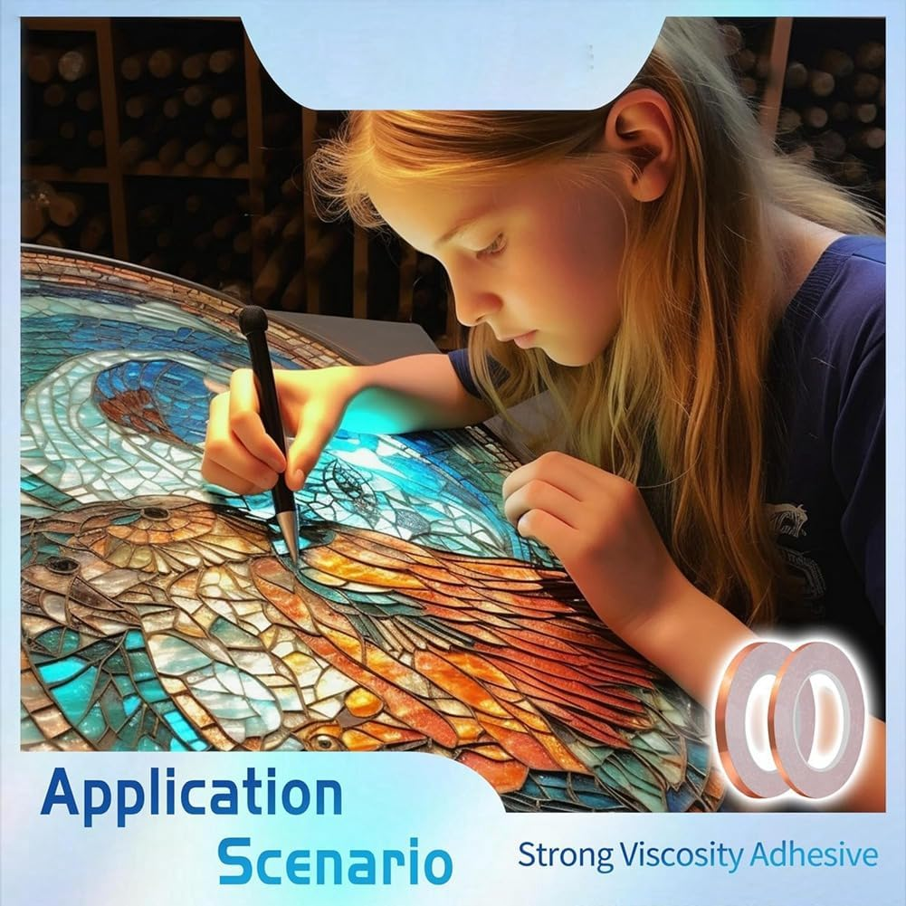 Biafiog 6Mm Backed Copper Foil Tape for Stained Glass (2Roll) Easy Install Easy to Use image number 1