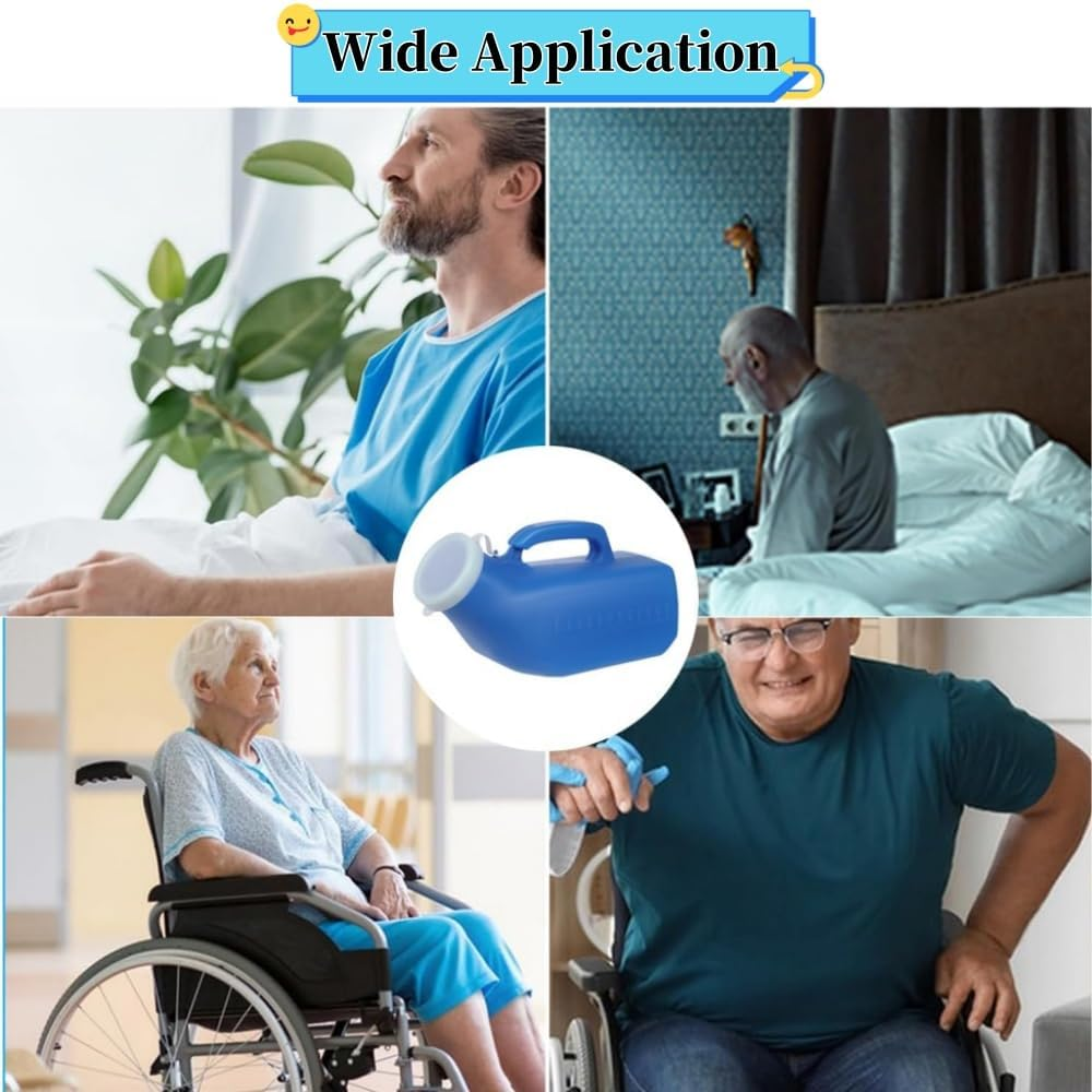Men'S Portable Urinal with Lid, Spill Proof Urine Bottles for Men for Travel, Hospital and Home Care(Blue) image number 2