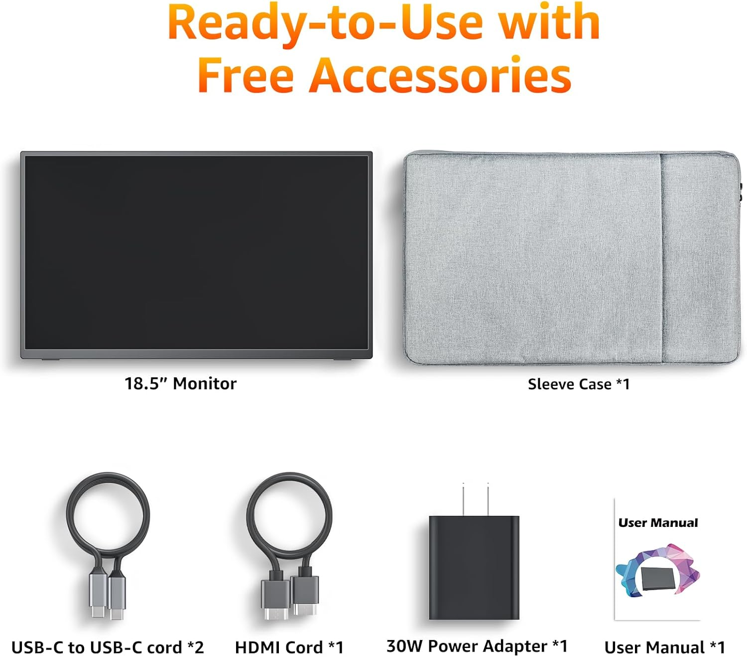 Kksmart Portable Monitor 18.5 Inch 1080P FHD 128% Srgb 100Hz, Portable Screen for Laptop Macbook Surface PC Xbox PS5, HDMI Dual USB-C VESA Compatible Built-In Speaker, with Kickstand image number 6