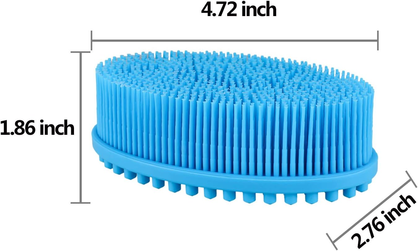 BBTO 3 Pieces Exfoliating Silicone Body Scrubber Body Silicone Scrubber Brush Silicone Body Wash Scrubber for Skin Exfoliation, 3 Colors (Pink, Blue and Green) - Blue,Green,Pink image number 3