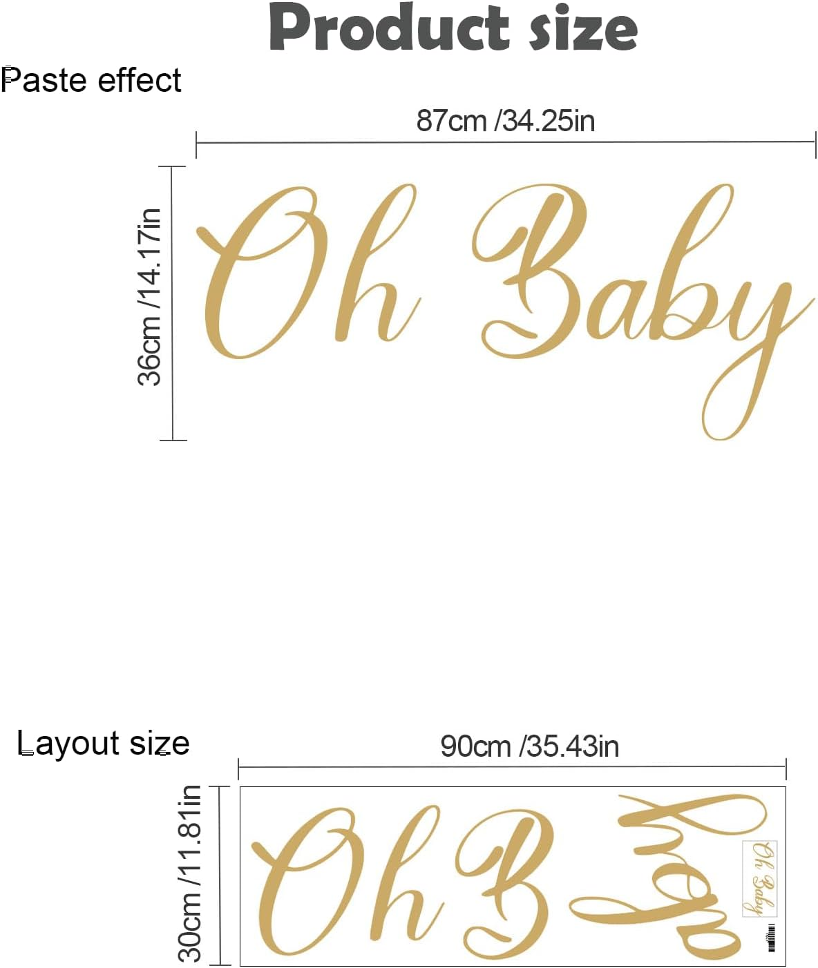 Oh Baby Sign for Backdrop, Baby Shower Party Wall Decal Sign, Oh Baby Wall Decal for Gender Reveal Party Decor, Oh Baby Wall Sticker for Arch Decor, Adorable Baby Banner for Backdrop Party Suppl. image number 6