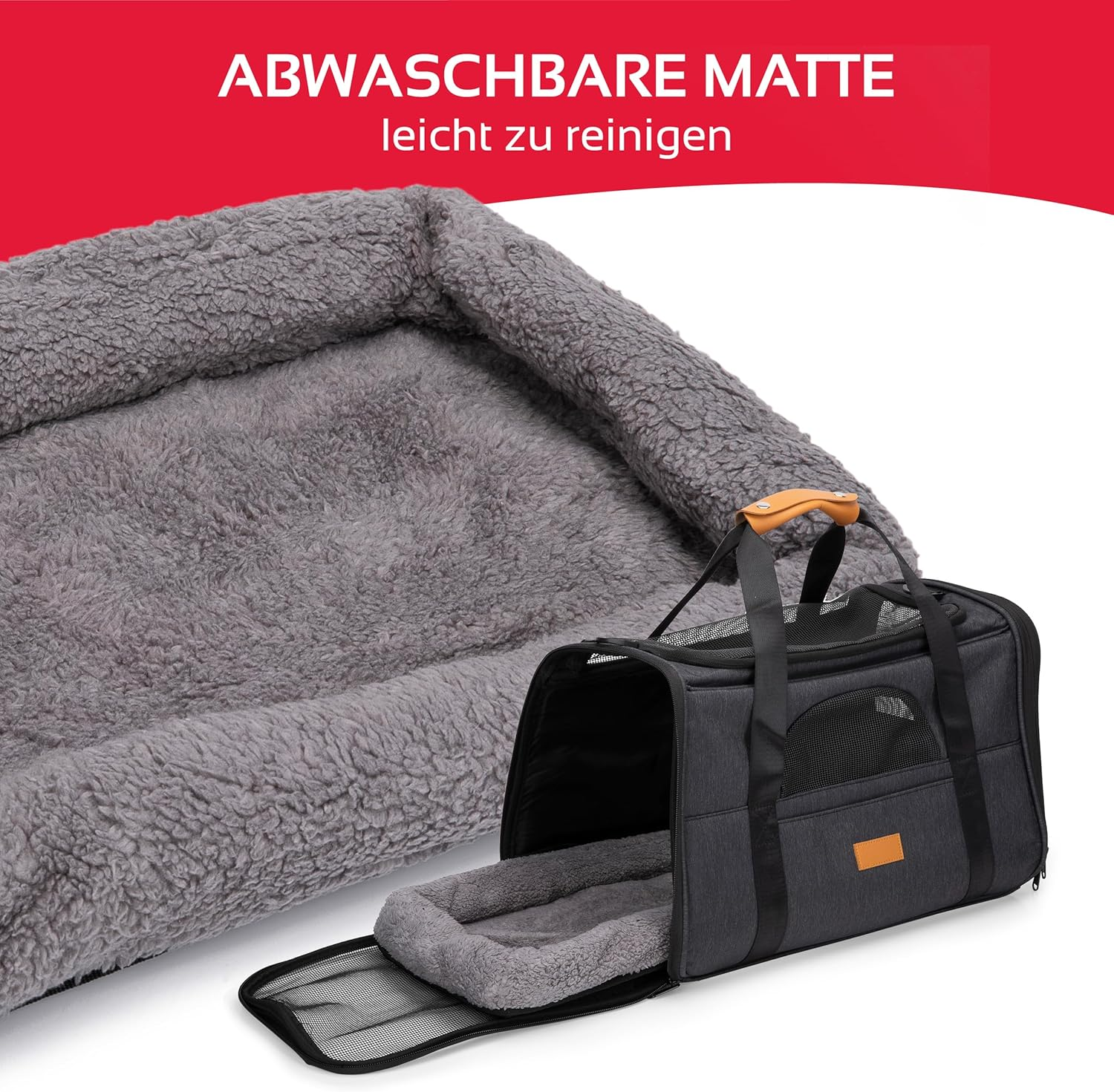 Maxxpro Travel Bag Dog/Cat - 44 X 31 X 34 Cm - Foldable Feeding Bowl/Pet Bed - Shoulder Strap and Carry Handle - up to 5 Kg - Grey image number 3