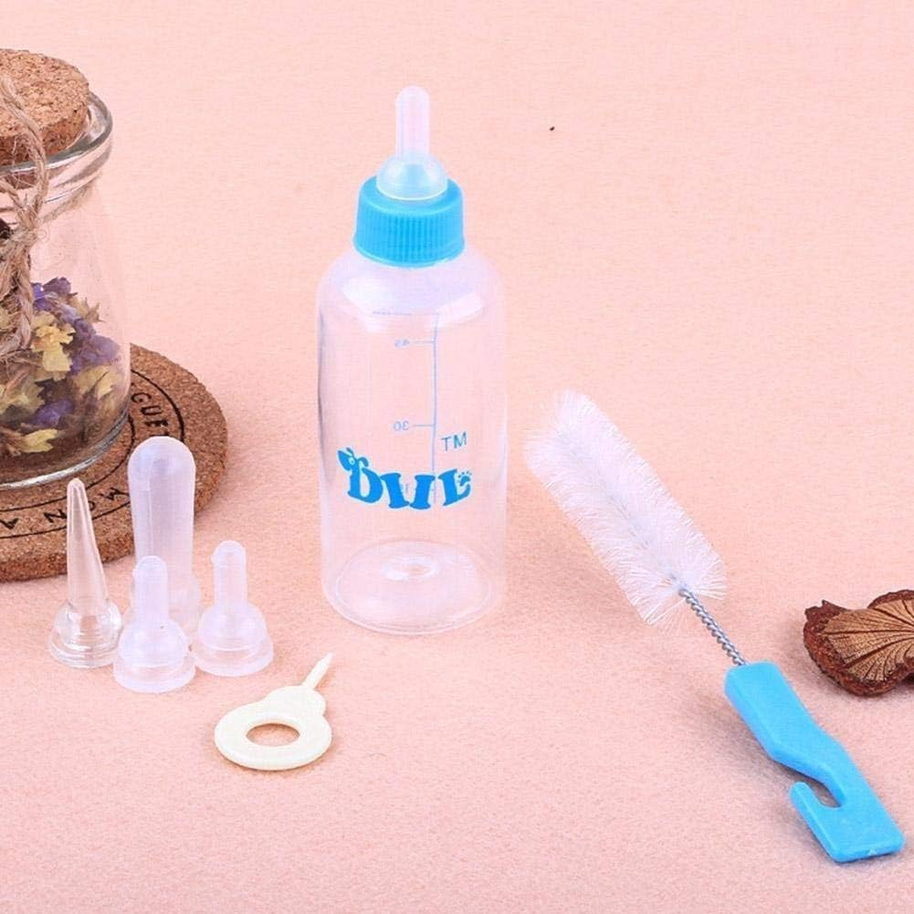 Pet Milk Bottle, Newborn Kitten and Puppy Feeding Supplies Set - Pet Milk Bottle with Replaceable Teats, 60Ml Liquid Bottles (1 Set Blue) for Small Pets image number 1