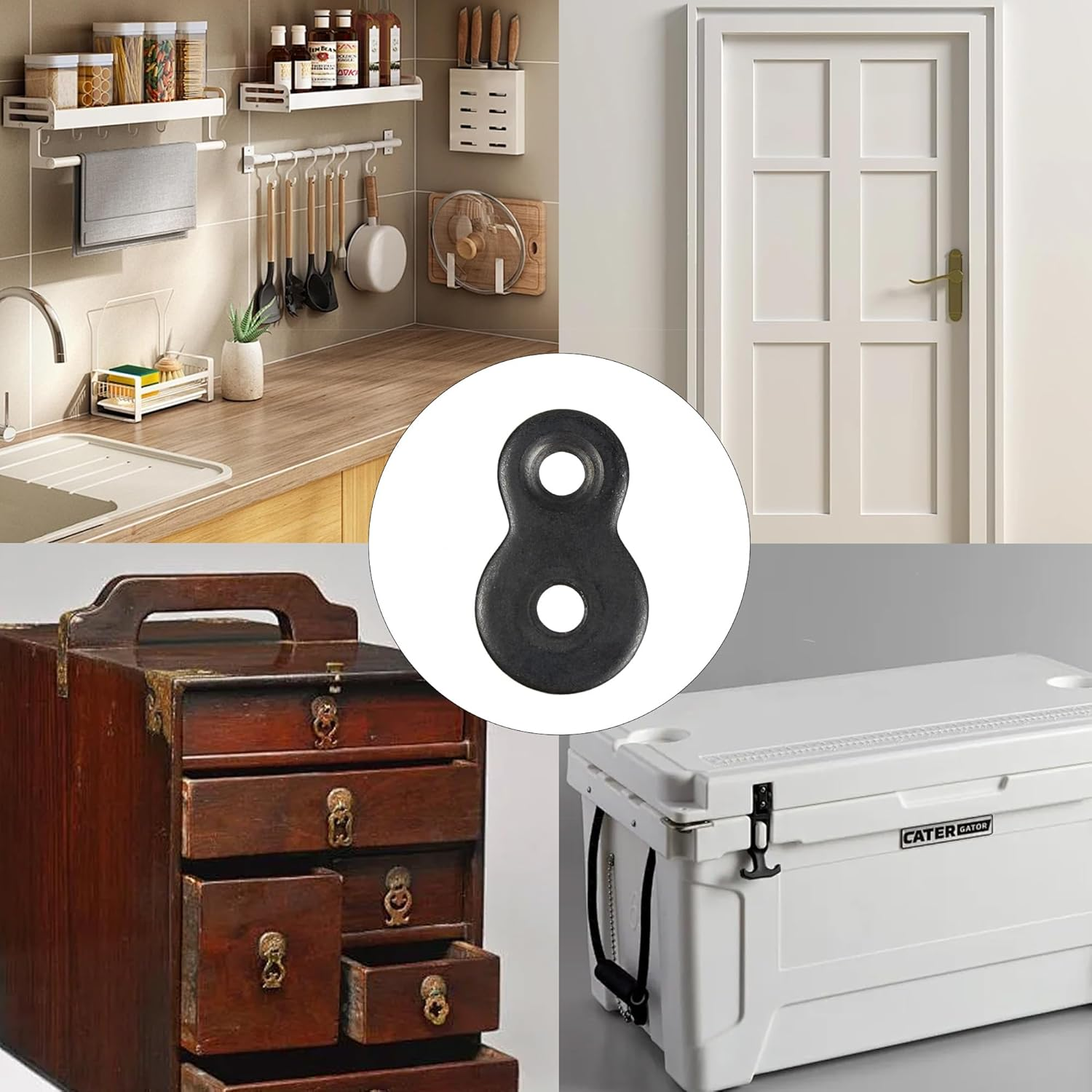 AUXBC 20Pcs Figure 8 Fasteners, Black Metal Table Top Fasteners, Heavy Duty Desktop Clips, Table Top Connector Brackets image number 6