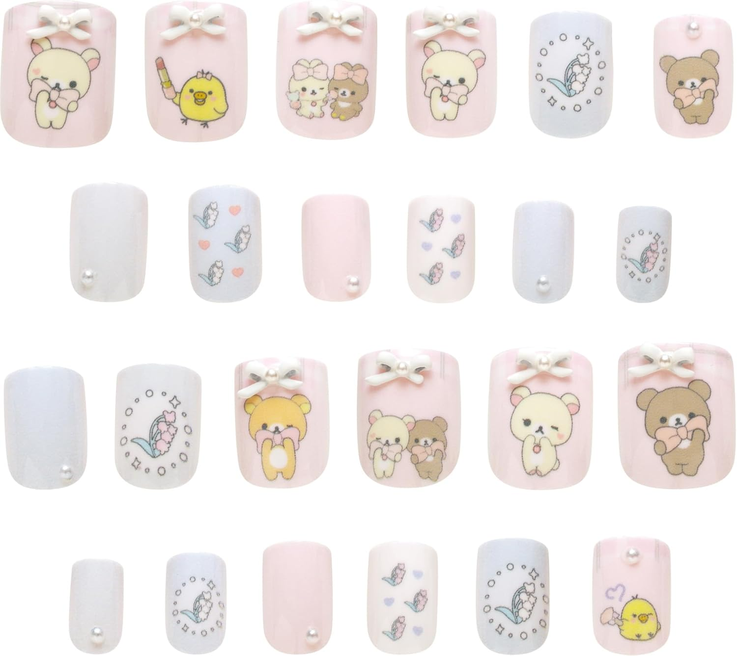 San-X FE45202 Rilakkuma, Korilakkuma, Kiiroitori, Chiroic Bear Nail Tips image number 2
