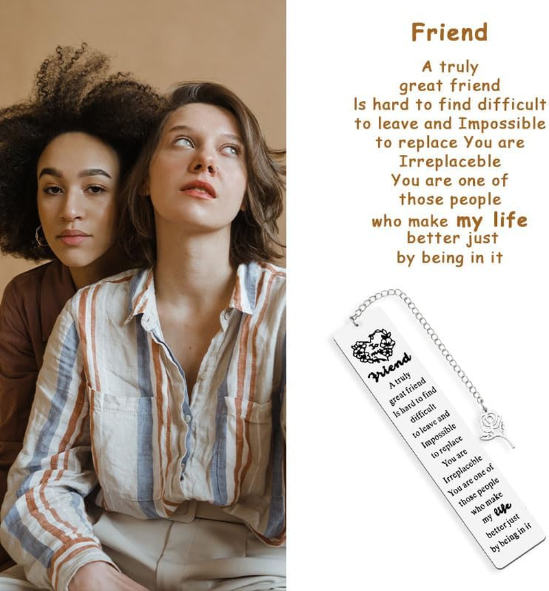 Best Friend Friendship Bookmark Gifts for Women Friends BFF Bestie Gifts for Teen Girls Sentimental Bday Christmas Gifts for Best Friend Book Lovers - a Truly Great Friend Is Hard to Find Bookmarks image number 3
