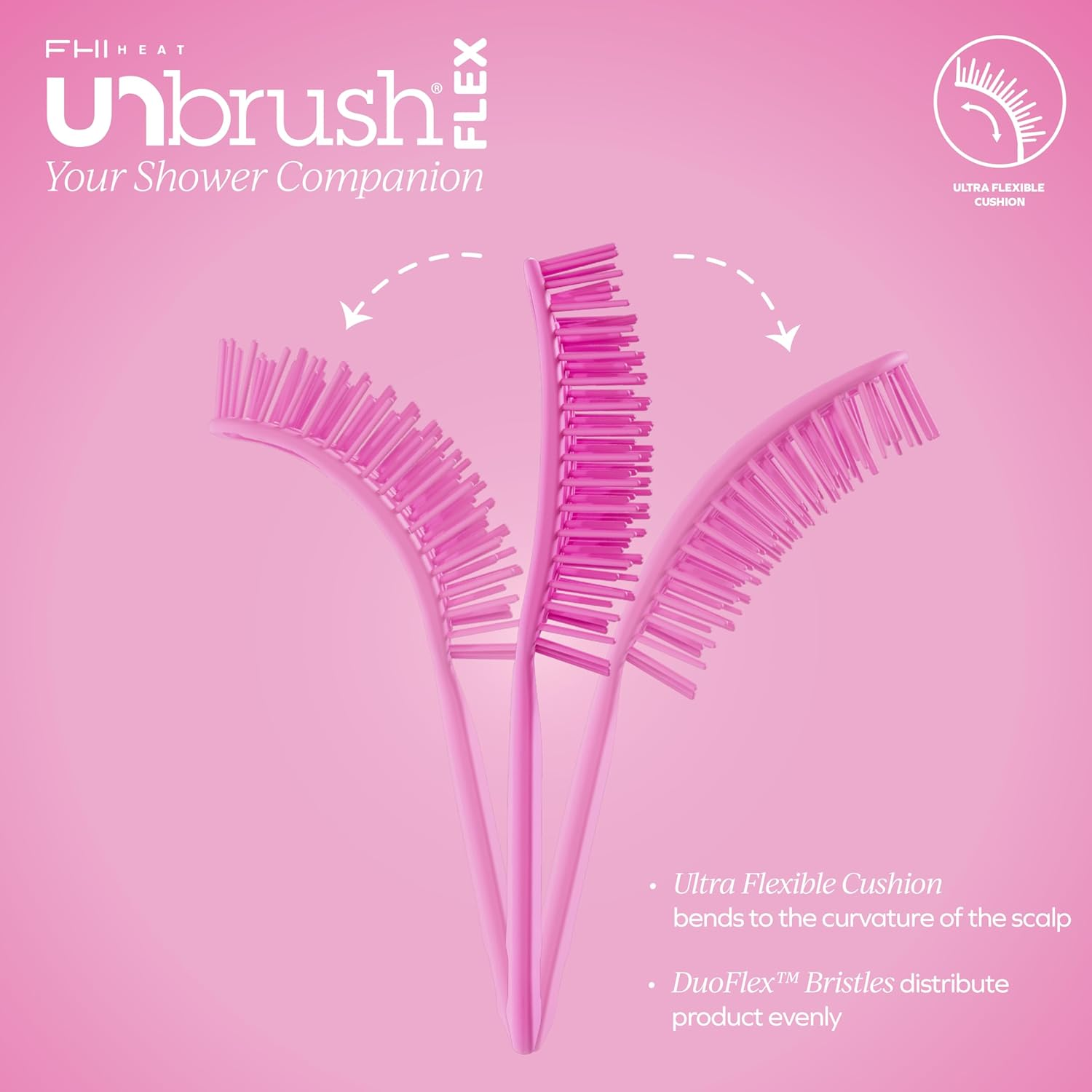 FHI Heat Unbrush Flex Detangling Hair Brush - Pink - Pink image number 2
