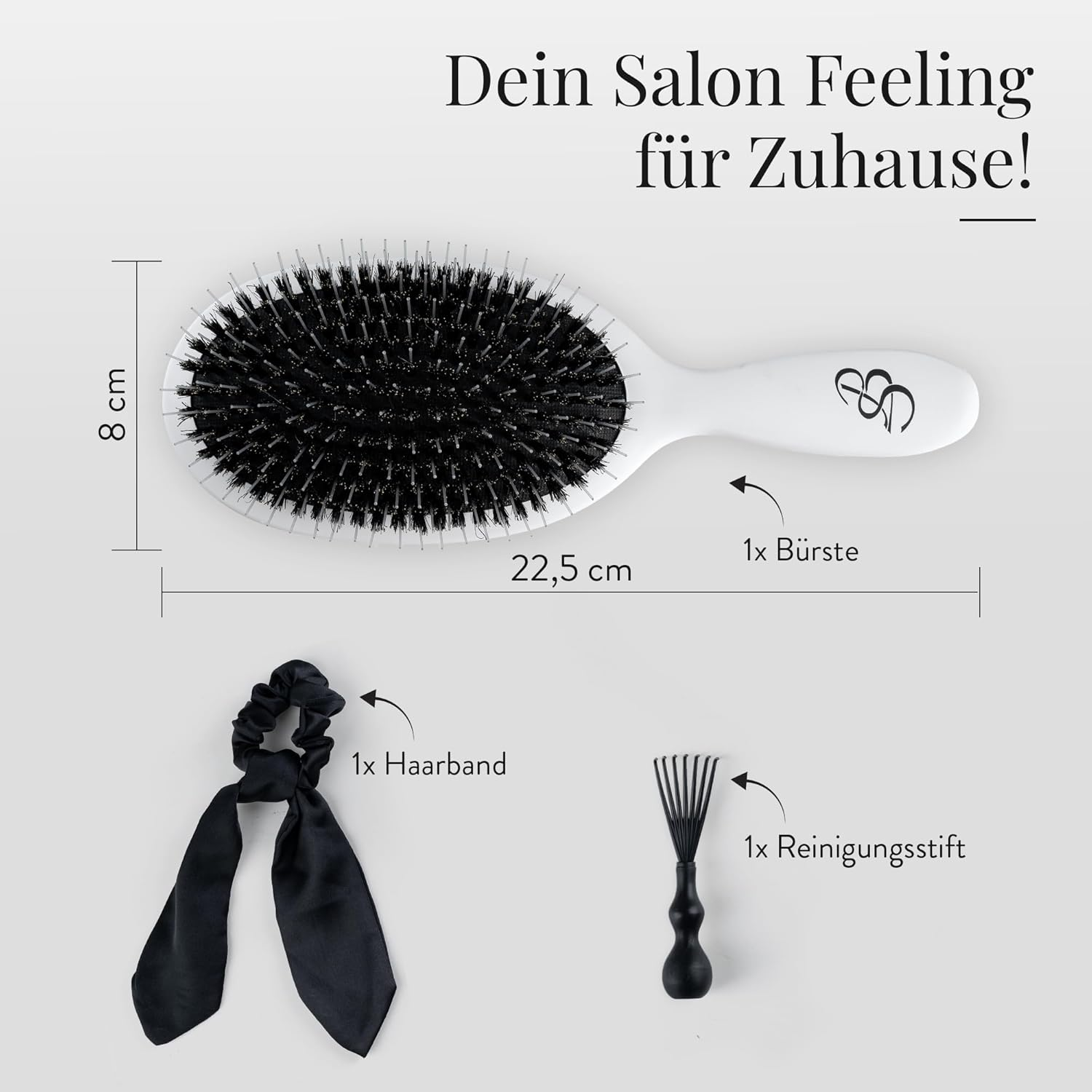 Bianca Sauchella Secret Shine Extensions Brush - Wild Boar Bristles & Keratin Pens, Anti-Frizz, Gentle without Pulling, Ideal for Tape-In, Bonding & Clip-In Extensions (White) image number 3