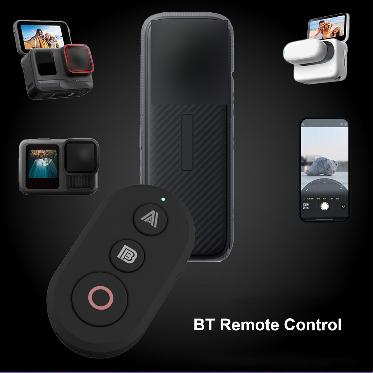 Wisoqu Bluetooth Remote Control for X5 X4 X3 Go 3 3S, Ace Pro, Ace Pro 2, for Go Pro Cameras, 25M Range Action Camera Accessories image number 2