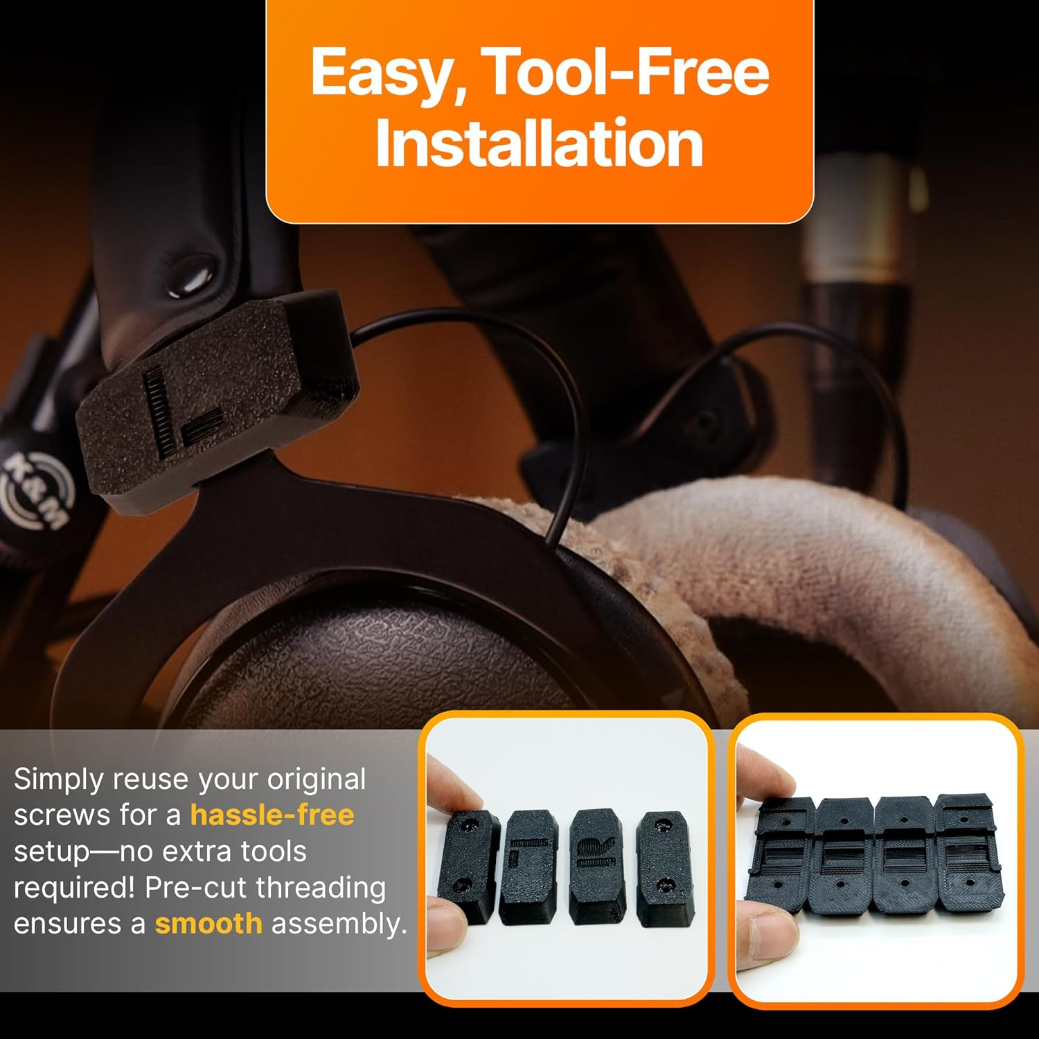 Splashncolor Slider Cover Replacement for Beyerdynamic DT 770 / DT 880 / DT 990 Pro & HS 400 Headphones - Durable Black Slider Covers to Restore Look & Function for Long-Lasting Use - ABS - Black