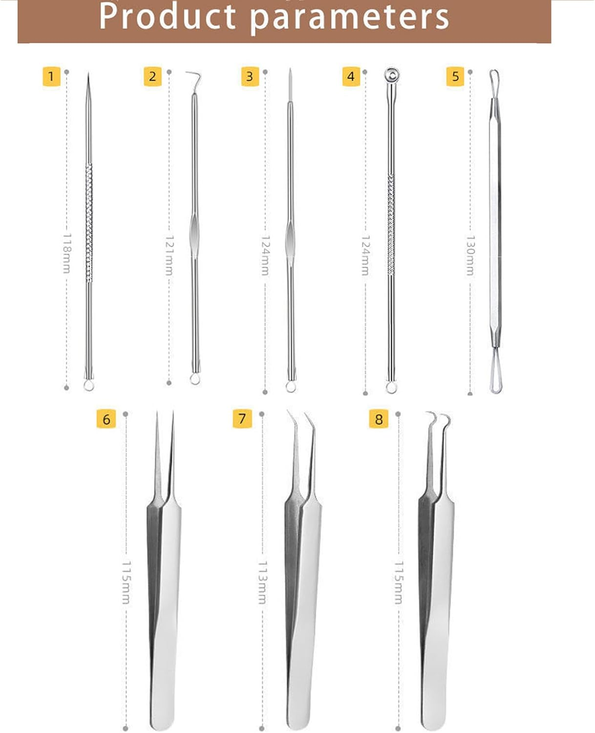 Blackhead Remover Kit with Box, Professional Stainless Steel Comedones Extractor Tool, Acne Tweezer, Pimple Popper, Blackhead Needle & Curved Tip Tool for Nose, Face, Facial Blemish Removal (16 Pcs)