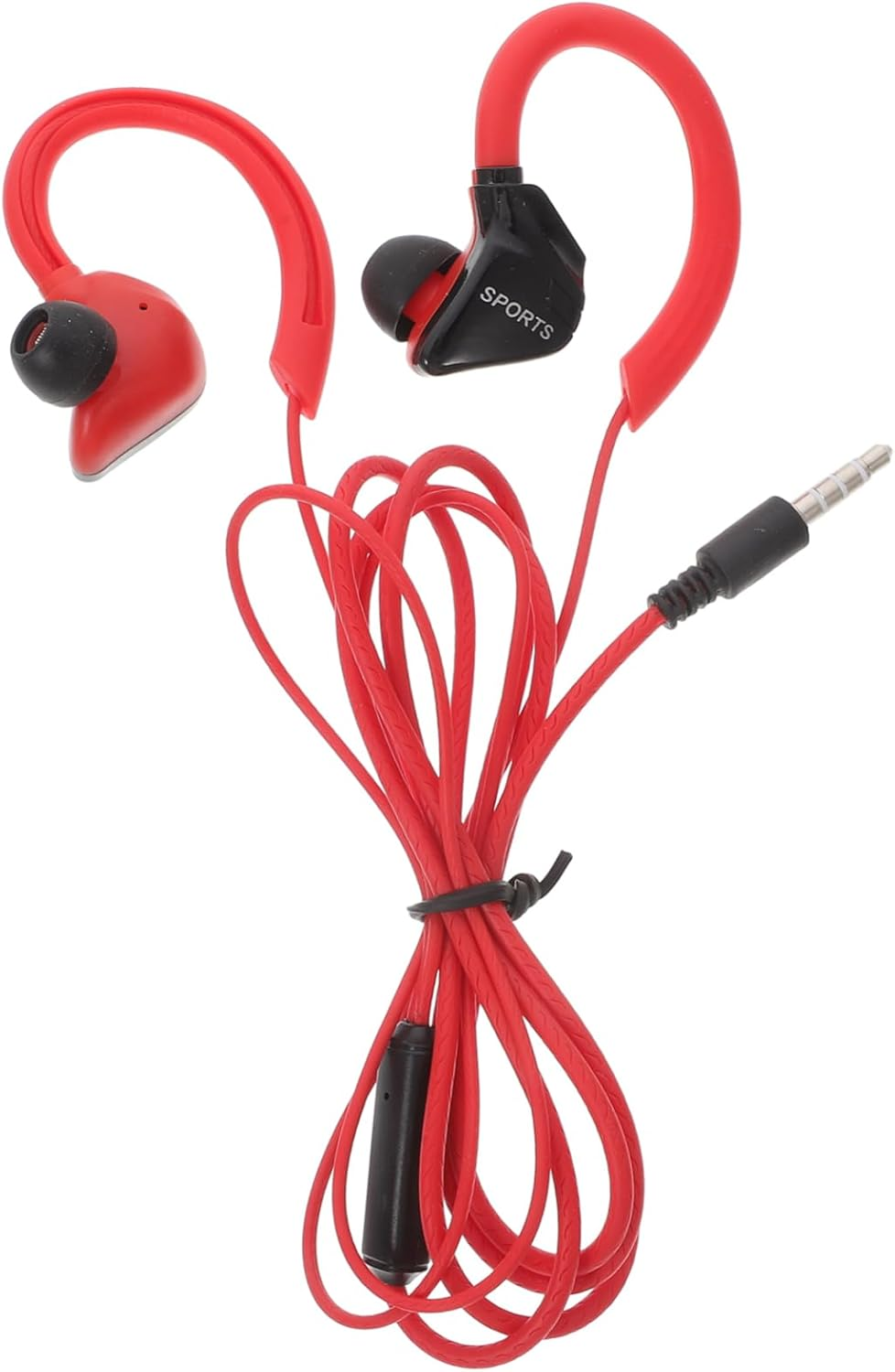 COHEALI Wired Ear Hook Headphones Earphones for Running Sports Wired Earbuds Sweat-Proof Low Bass Earphones for Active Lifestyles Compatible Cell Phones Red