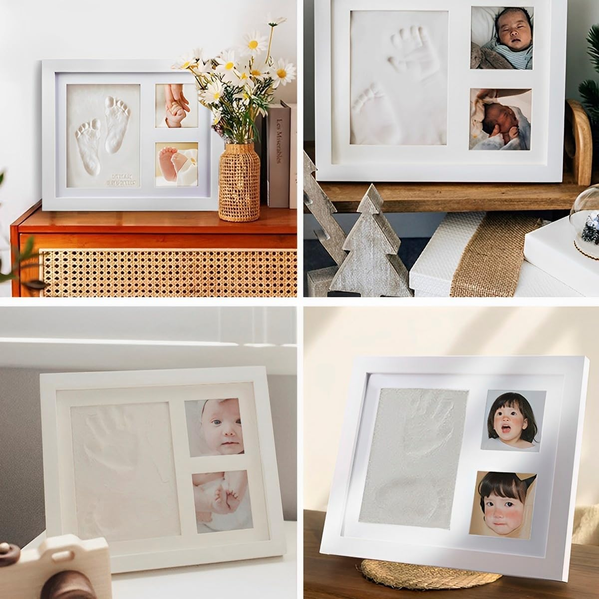 Baby Handprint and Footprint Makers Kit DIY Newborn Baby Keepsake Frame Clay Hand Print Picture Frame Foot Impression Photo Keepsake New Mom Baby Shower Gifts for Boys Girls image number 2