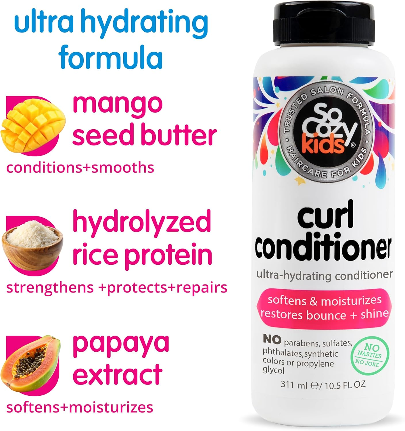 Socozy Boing Curl Conditioner Sweet-Cr&egrave;me for Kids, No Frizz or Fuss, Curls Done Right, 10.5 Fluid Ounce image number 3