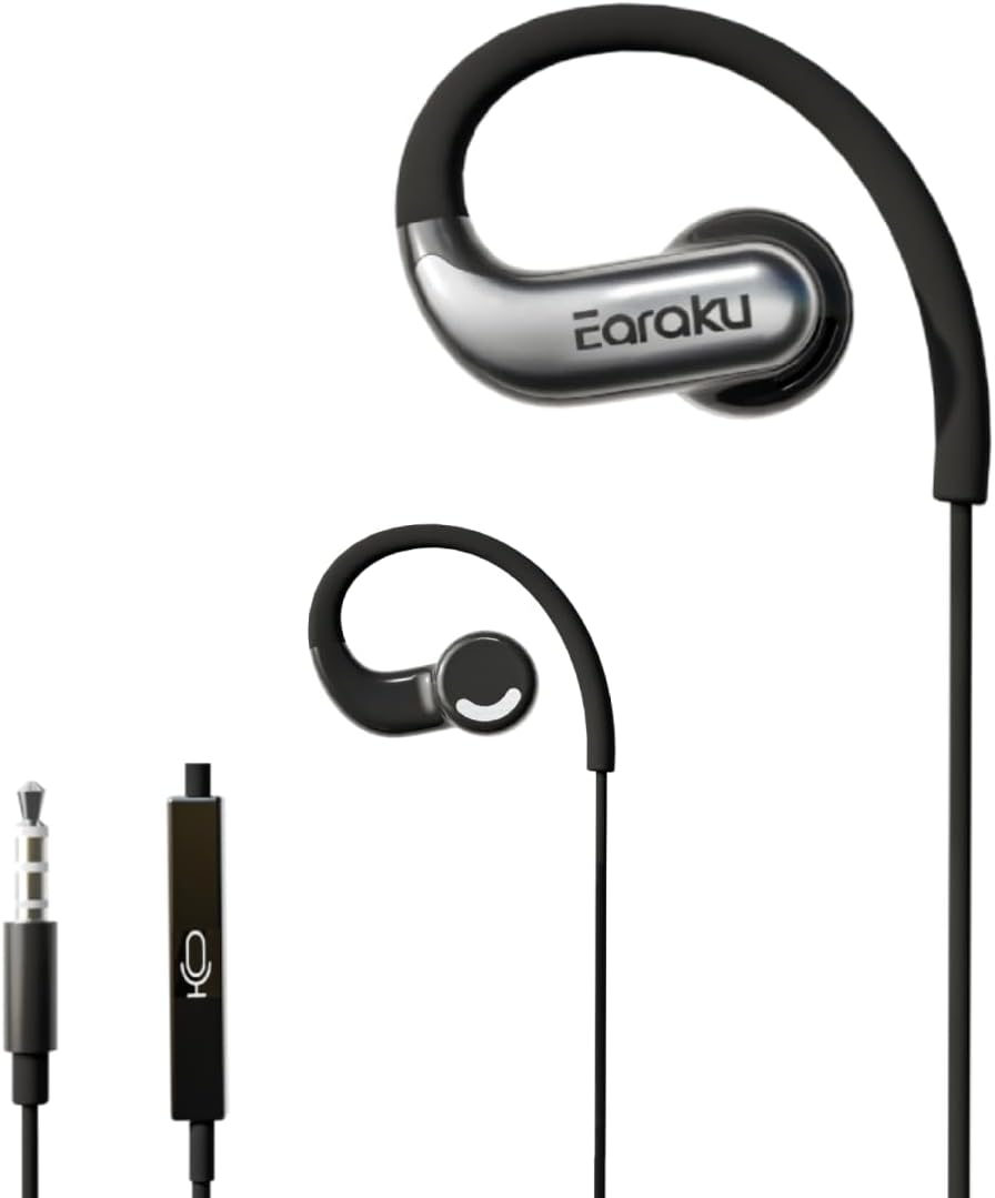 Earphones with Microphone, Over-The-Ear Wired Open-Ear Headphones, Good Sound Quality, Clear Calls, 0.14 Inch (3.5 Mm), AUX Jack, Ultra Lightweight, Volume Control, Perfect for Gaming/Web/Online