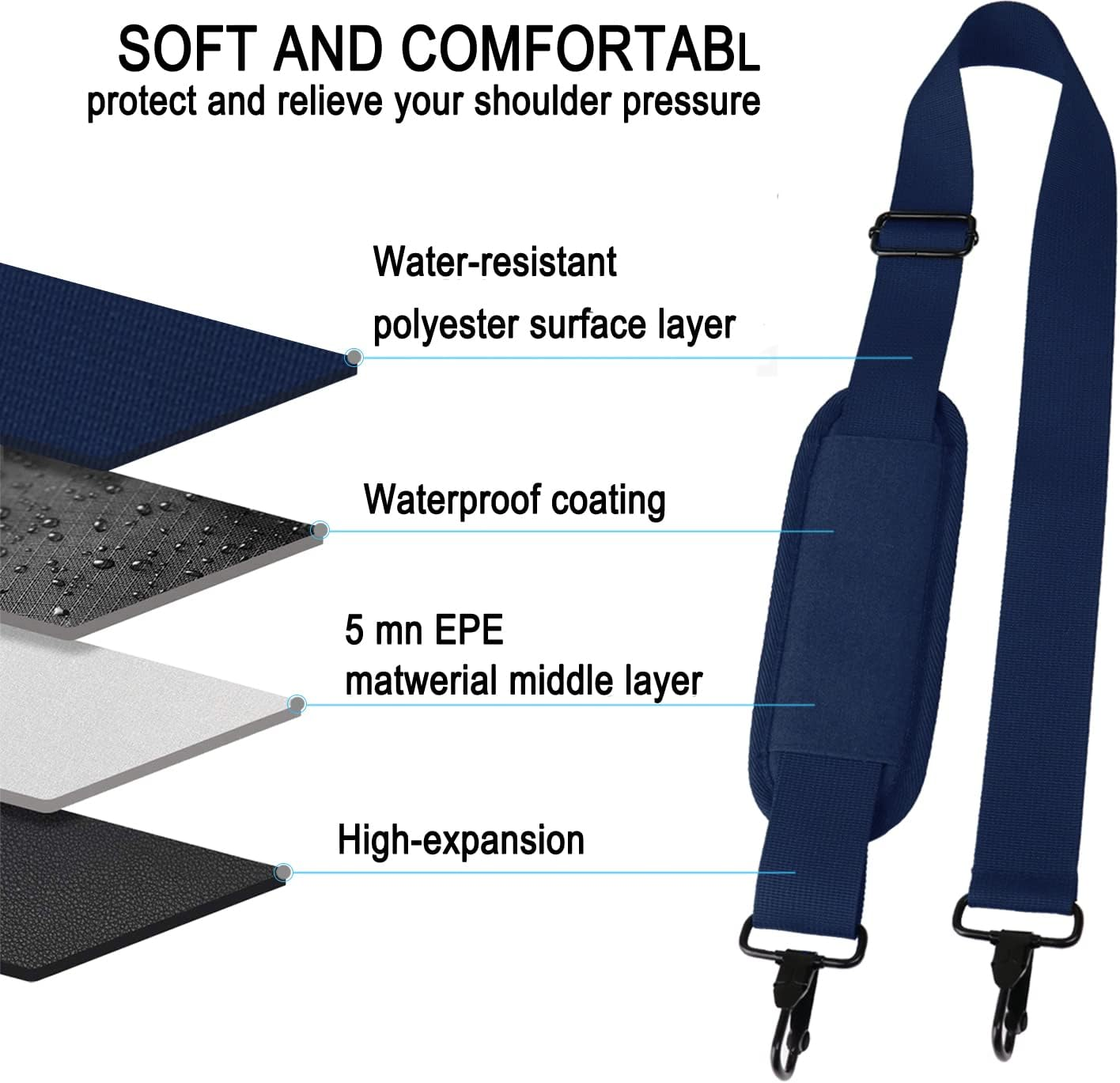 Shoulder Strap 56 Inch, Universal Adjustable Shoulder Belt image number 6