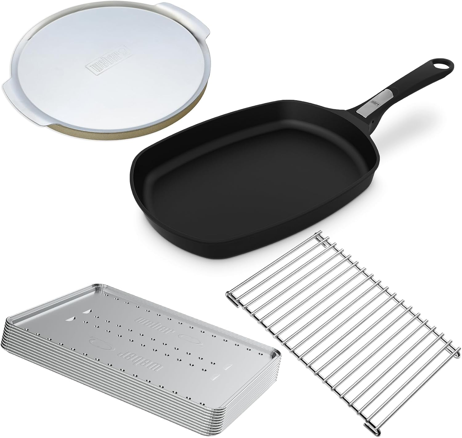 Weber Family Q Starter Pack - Pizza Stone Frying Pan Roasting - Suits Gen 3 Bbqs image number 3