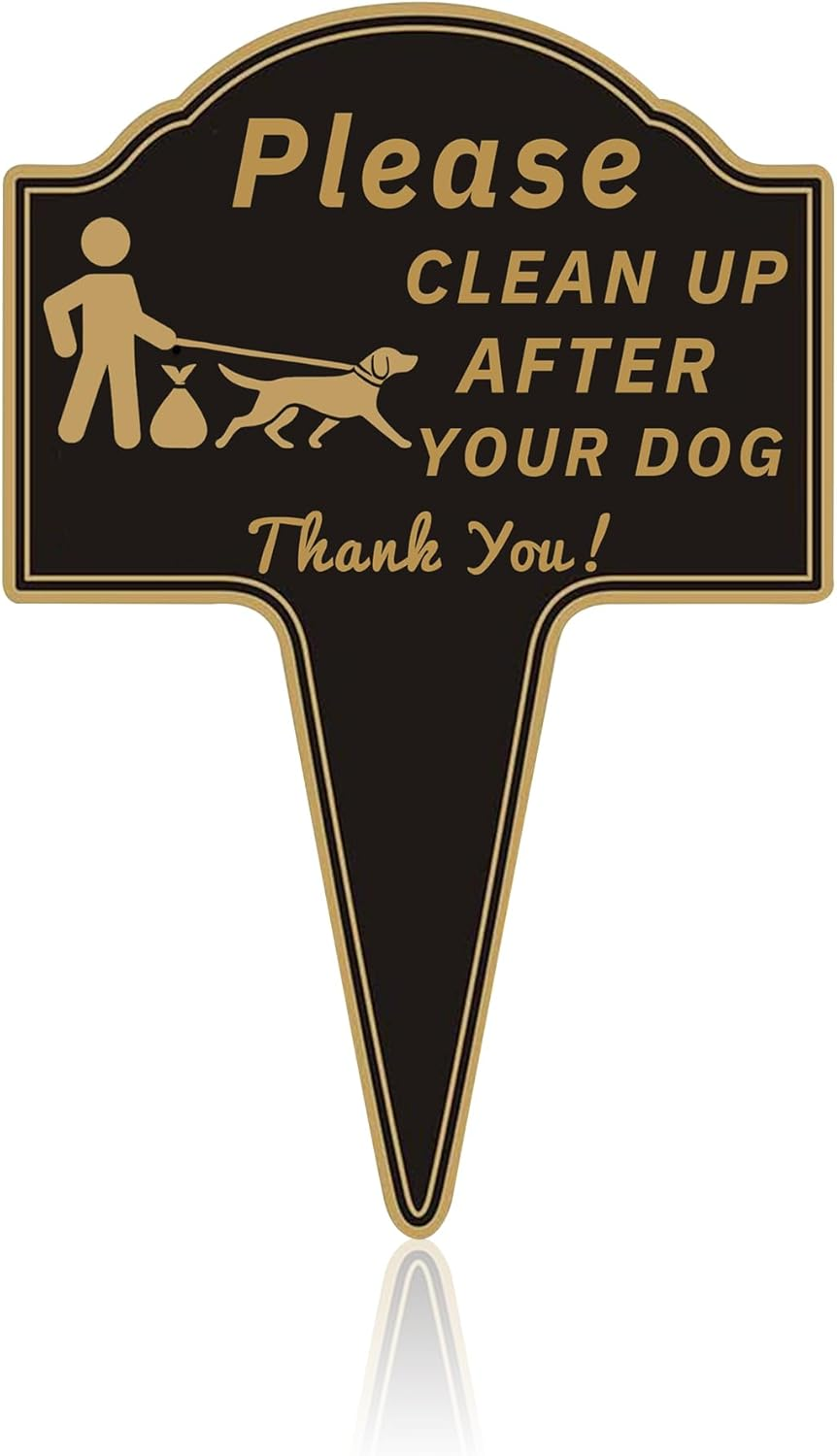 2Pcs Clean up after Your Dog Signs with Stakes, Dog Poop Signs for Lawn, No Pooping Sign for Yard, 9.6" X 13.6" Funny Metal Double Sided Yard Sign Easy Install for Outdoor Use