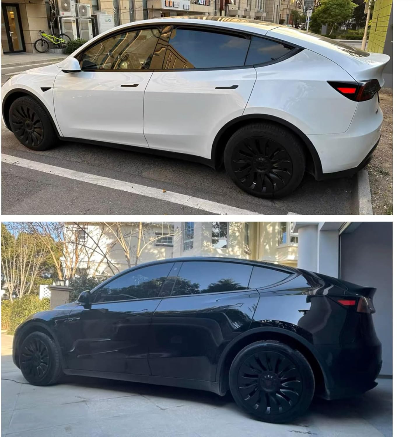 KAVANIC Fits for Tesla Model Y Wheel Cover Hubcap 19 Inch Matte Black Support Logo Symmetry Design (4 PCS) Uberturbine Style 2020-2024 Model Y Gemini Wheel Cover Replacement White KA4-MY-UT - Uberturbine Style Matt Black image number 3