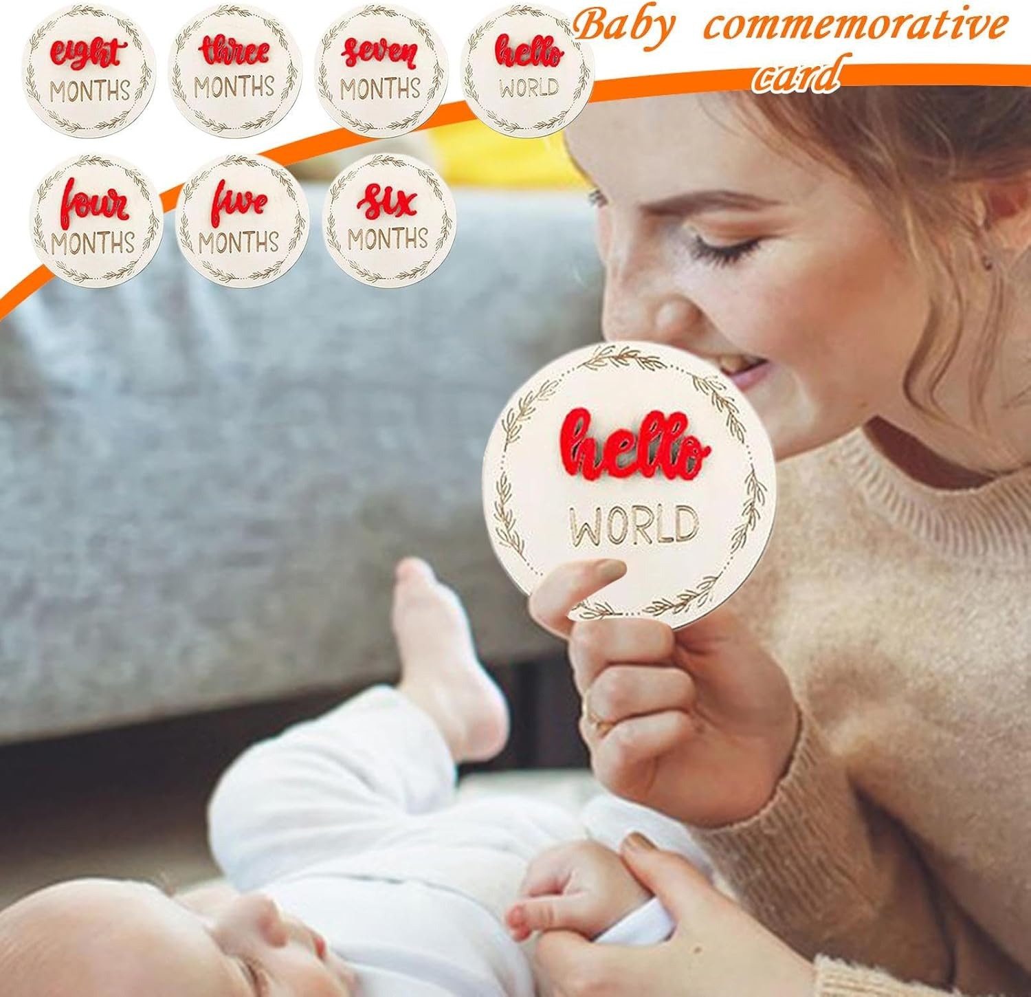 Monthly Announcement Card | Seven Pieces Double-Sided Baby Advertisement Tags, Decorative Month Discs for Home Wall Decoration for Baby Room and Photography image number 3