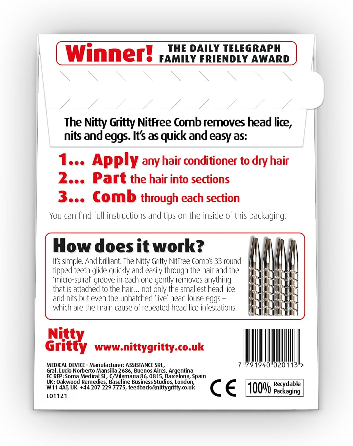 (Pack of 1) - Nitty Gritty Nit Comb image number 2