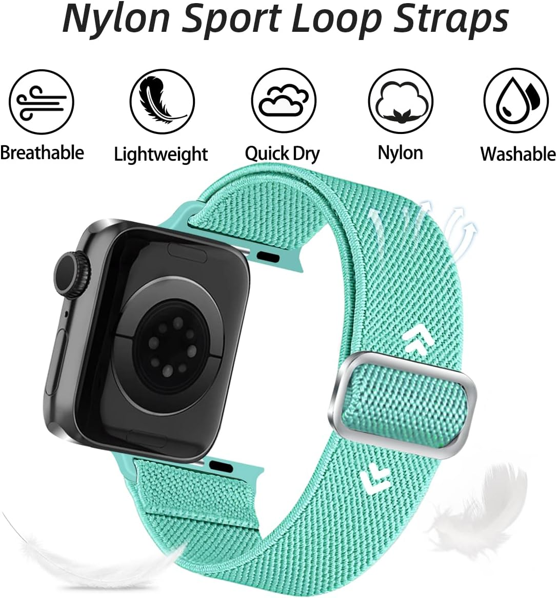 Chinbersky 5 Pack Watch Straps Compatible with Apple Watch Strap 38Mm 40Mm 41Mm 42Mm 44Mm 45Mm, Braided Elastic Stretchy Nylon Sport Solo Loop Band Replacement Straps for Iwatch Series 7/6/5/4/3/2/1 image number 5