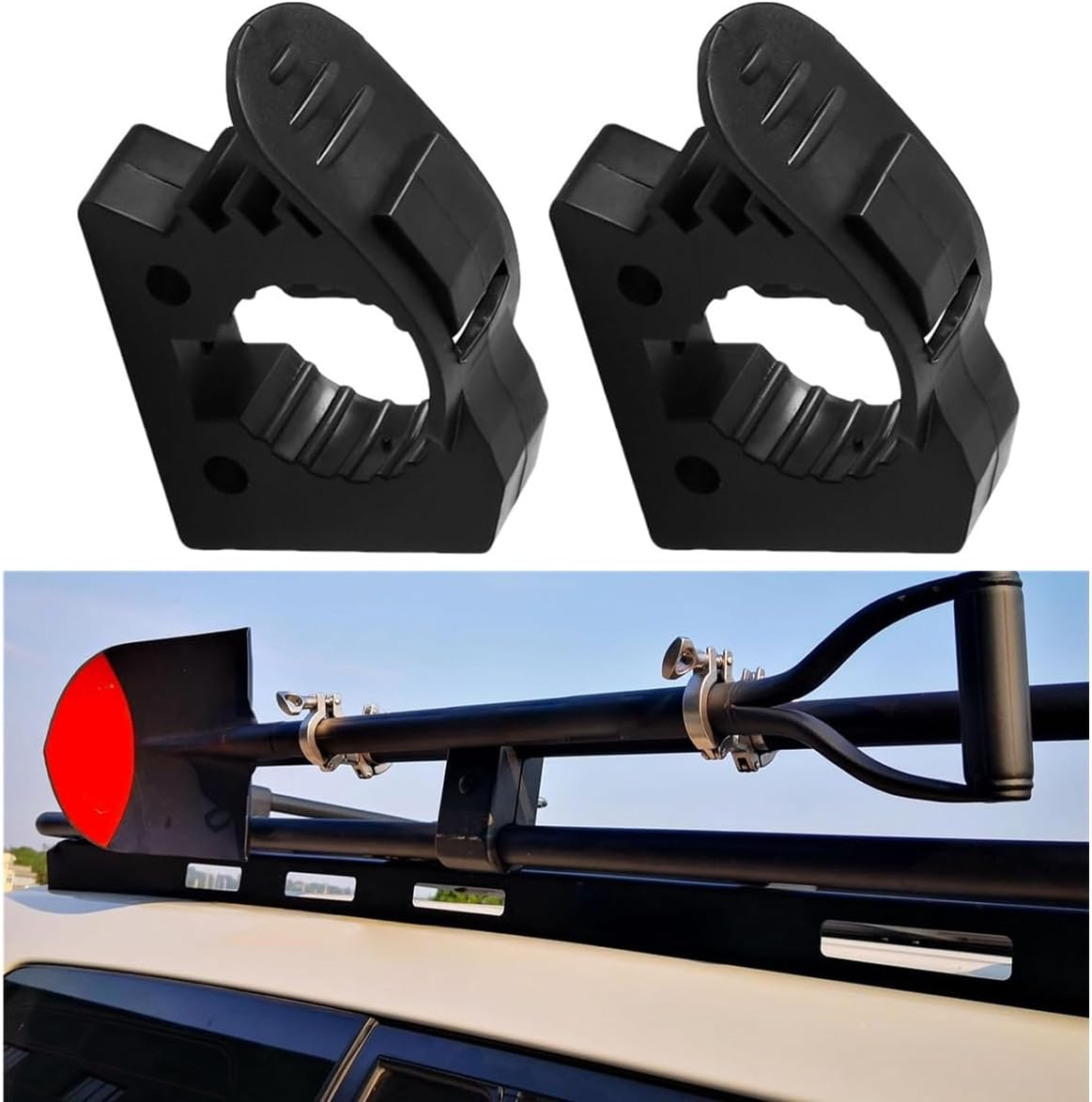 2Pcs Adventure Shovels Bracket、Rubber Shovel Holder Mount (2) Rubber Bracket Mount Kit | Axe and Shovel Mounting Brackets, Vehicle Gear Rack Securing Clamps for Outdoor Quick Attachment image number 5
