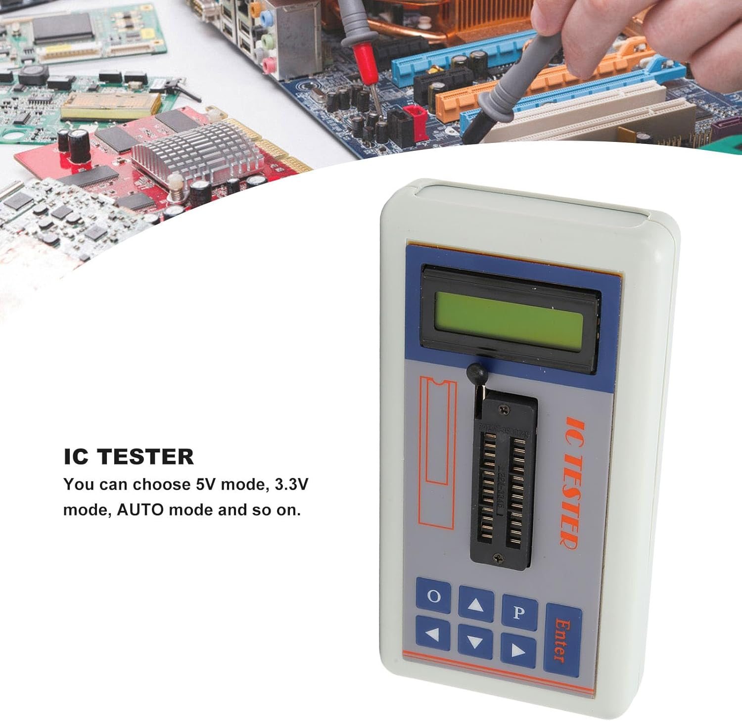 Integrated Circuit Tester, IC Meter IC Tester with 5V/3.3V/Auto Modes, Efficient Testing, Automatic Shutdown for 74HC/74LS/CD4000/HEF400/4500 Series image number 6