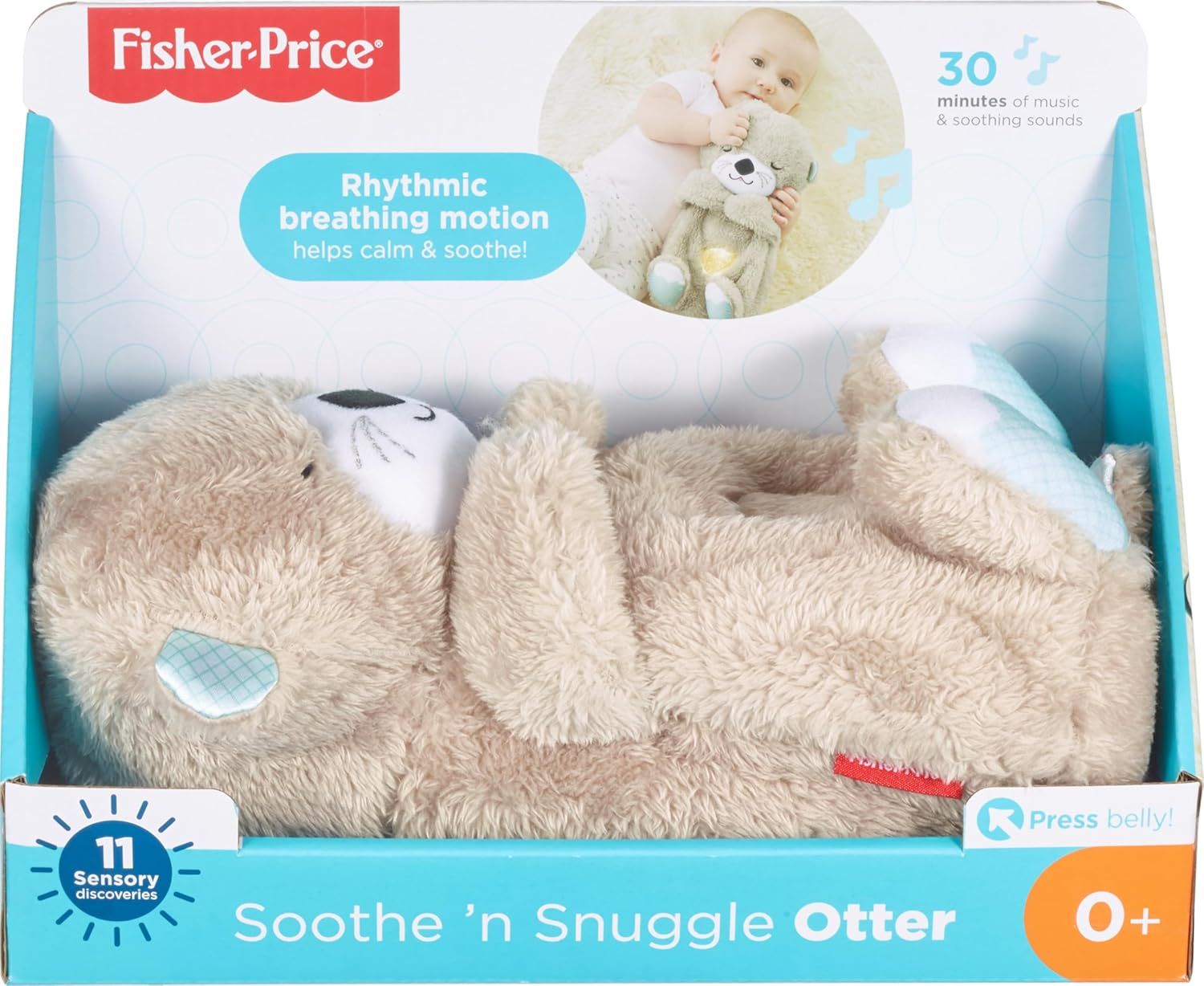 Fisher-Price Soothe 'N Snuggle Otter, Portable Plush Baby Toy with Music, Sounds, Lights and Breathing Motion image number 1